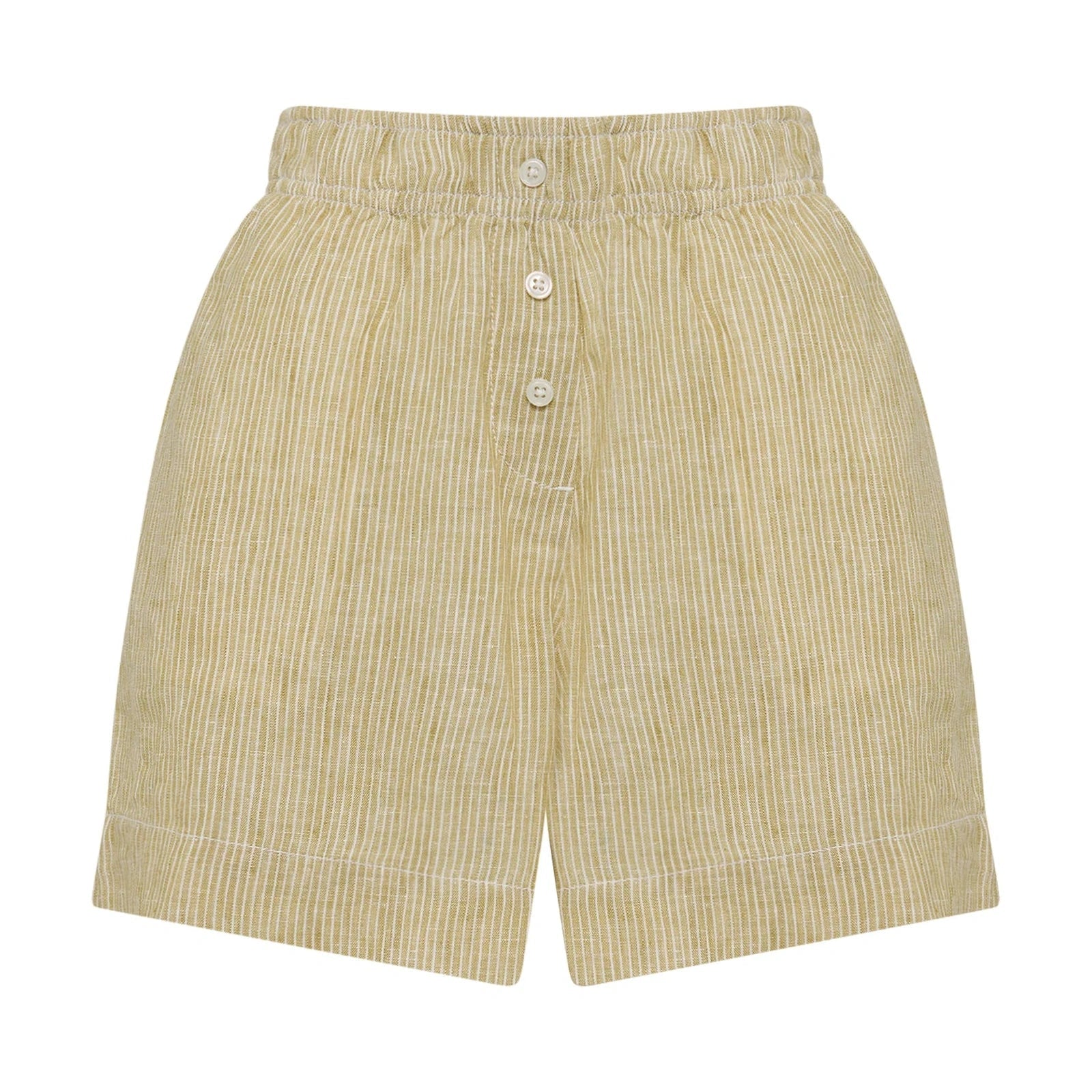 NUDE LUCY Lounge stripe linen short - Moss stripe