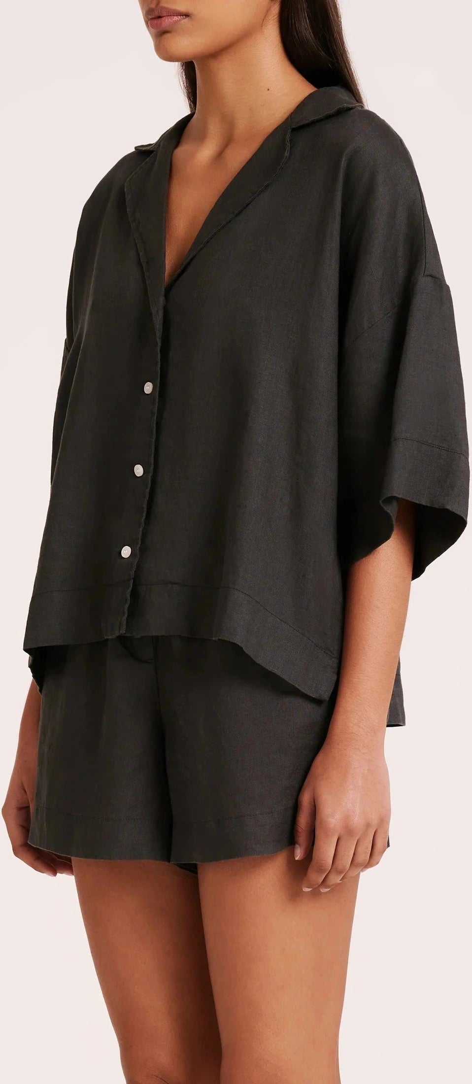 Nude lucy linen lounge shirt - coal