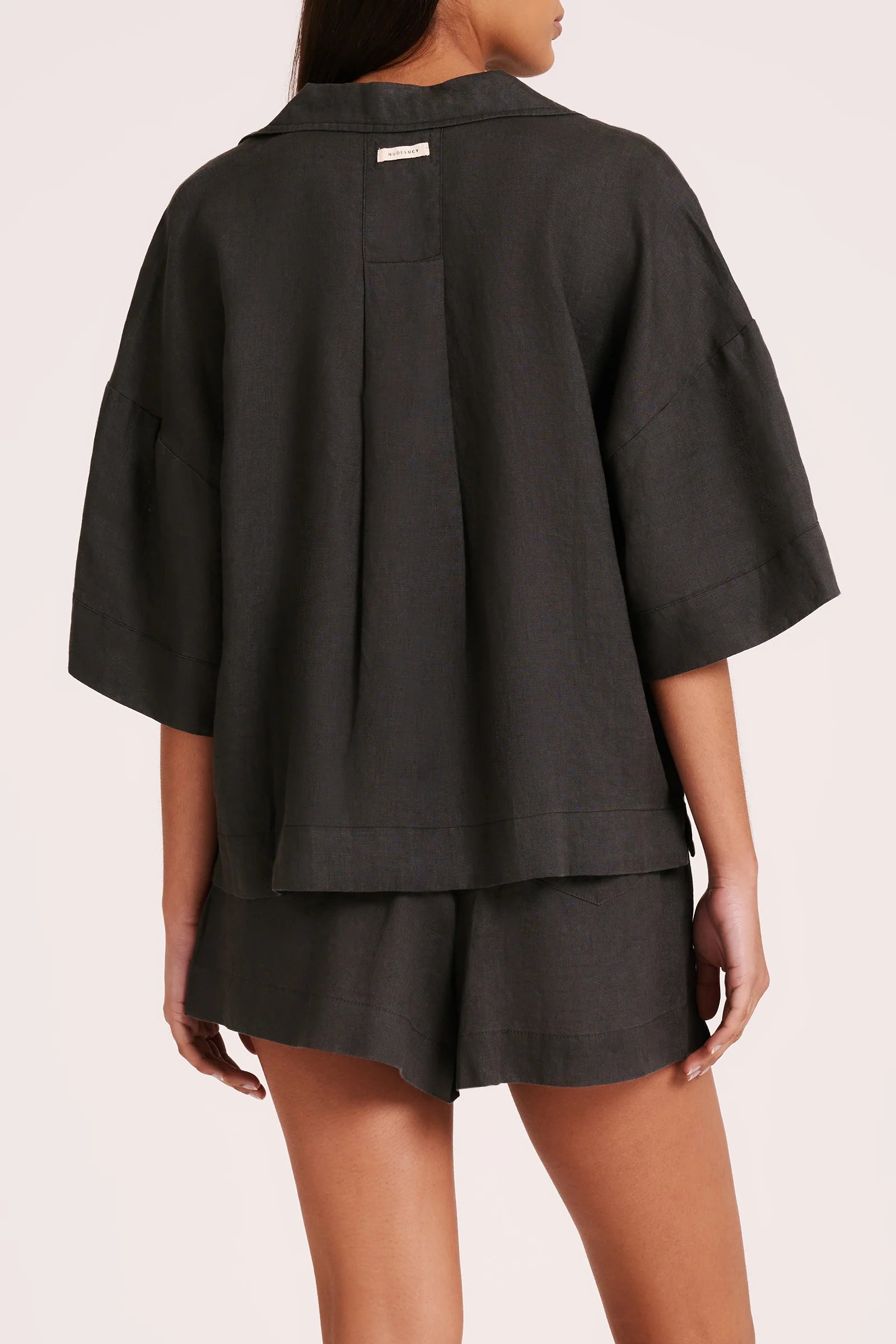 Nude lucy linen lounge shirt - coal