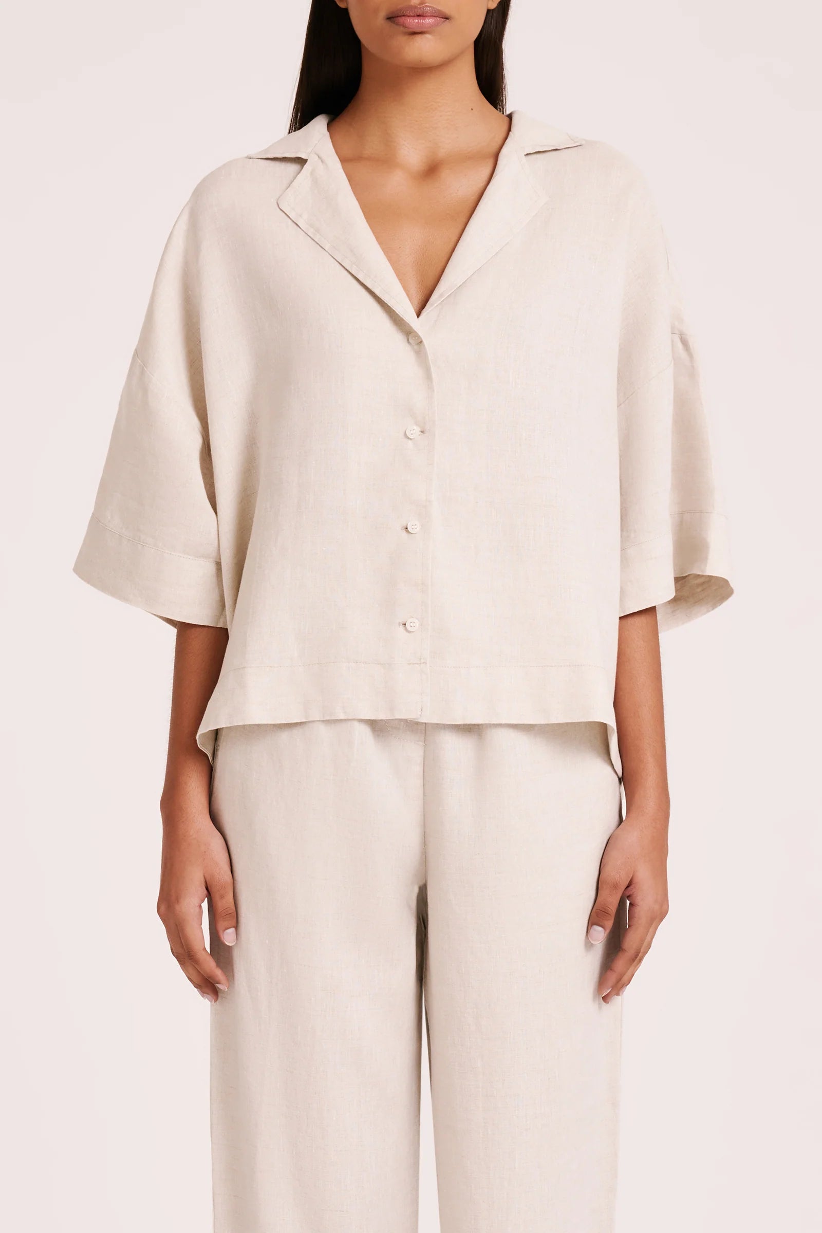 Nude lucy lounge linen shirt- natural