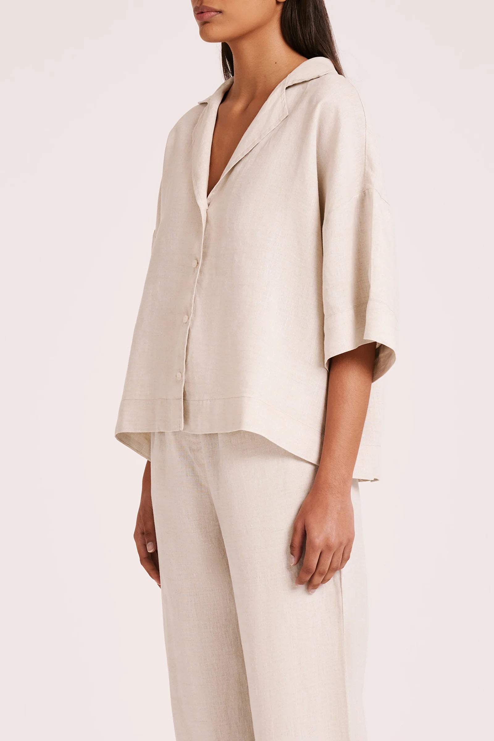 Nude lucy lounge linen shirt- natural