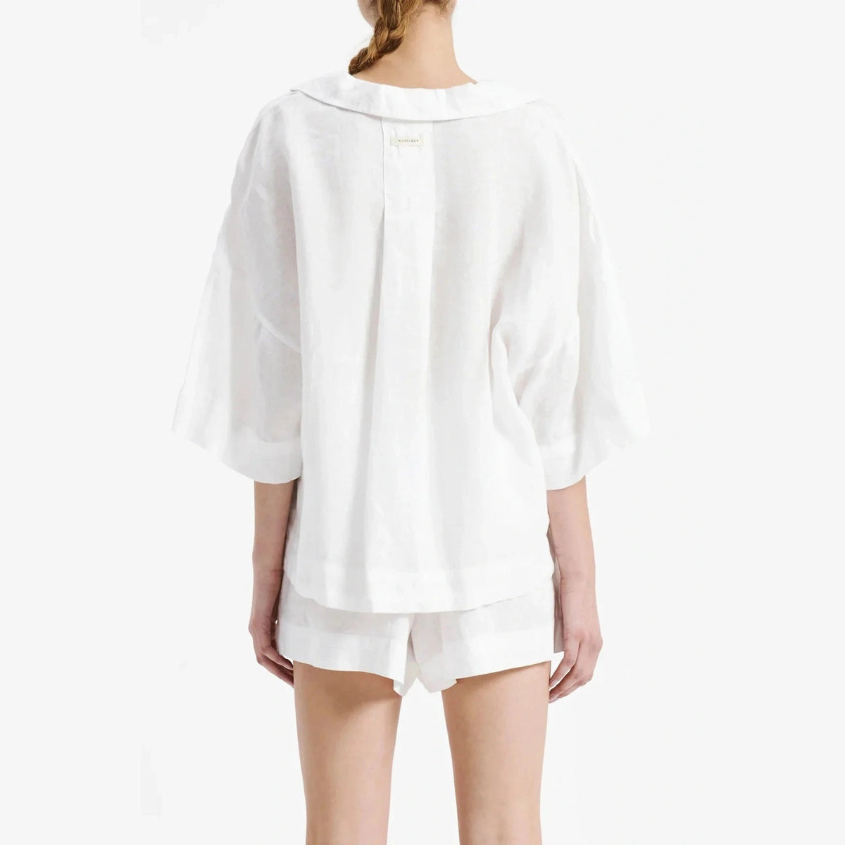 Nude lucy linen lounge shirt - white