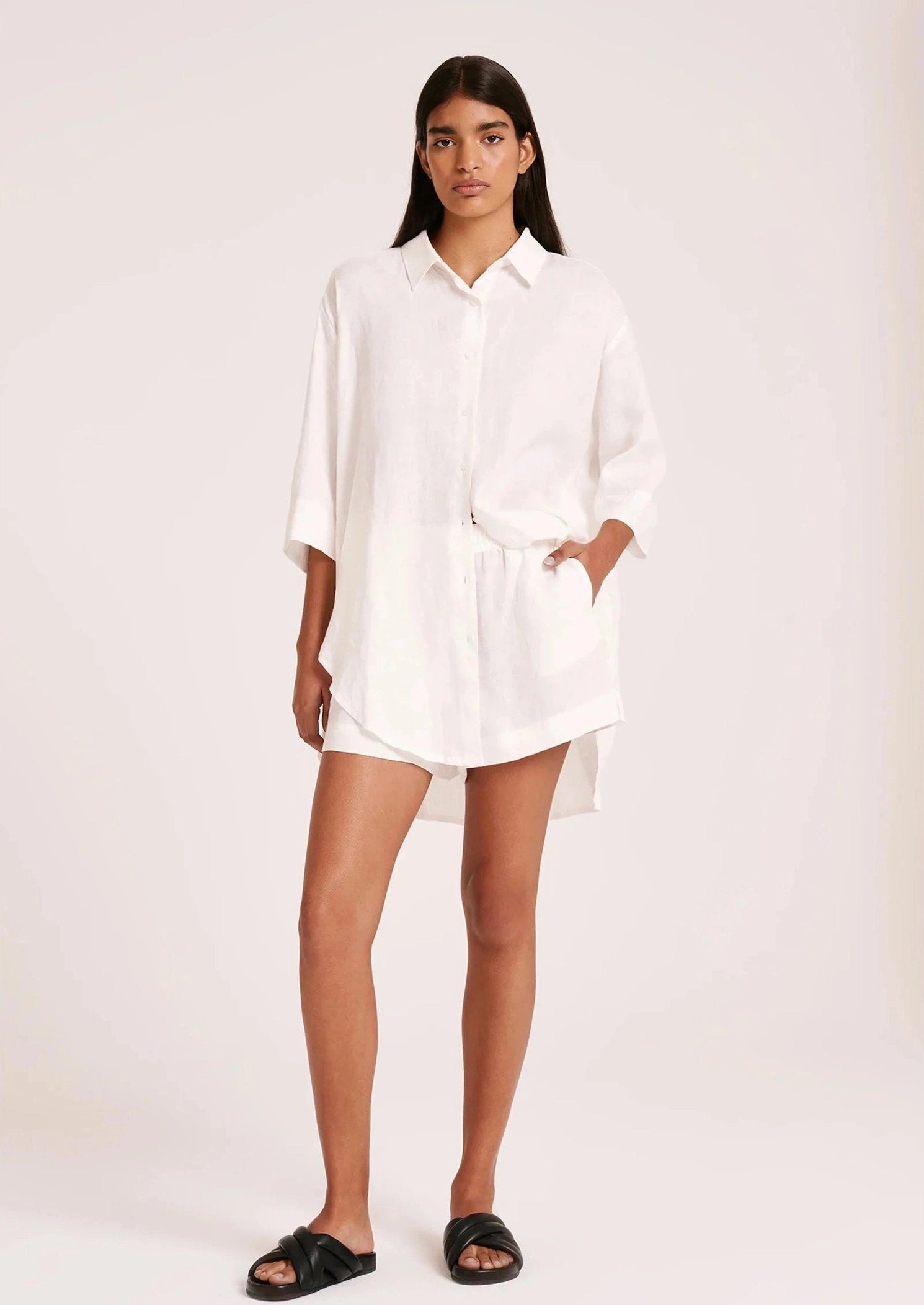 Nude lucy lounge linen short - white