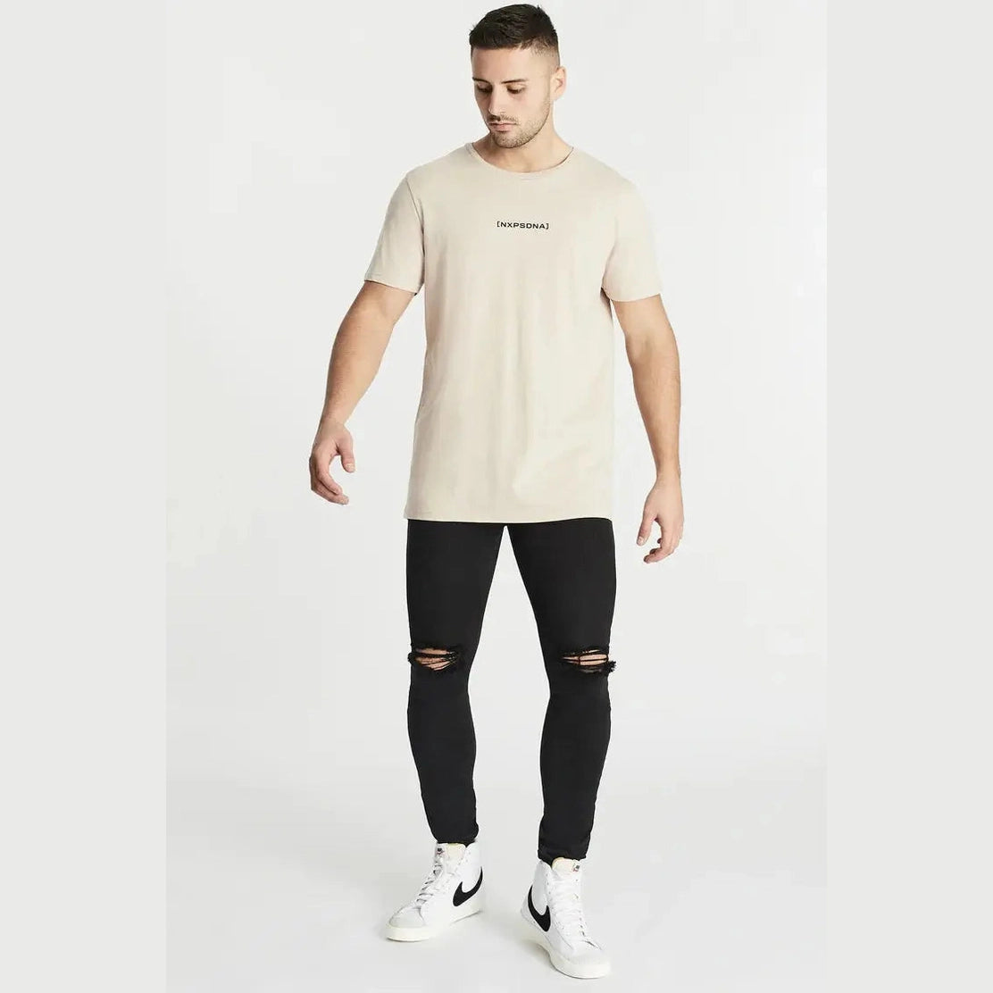Nxp crackling cape back tee beige