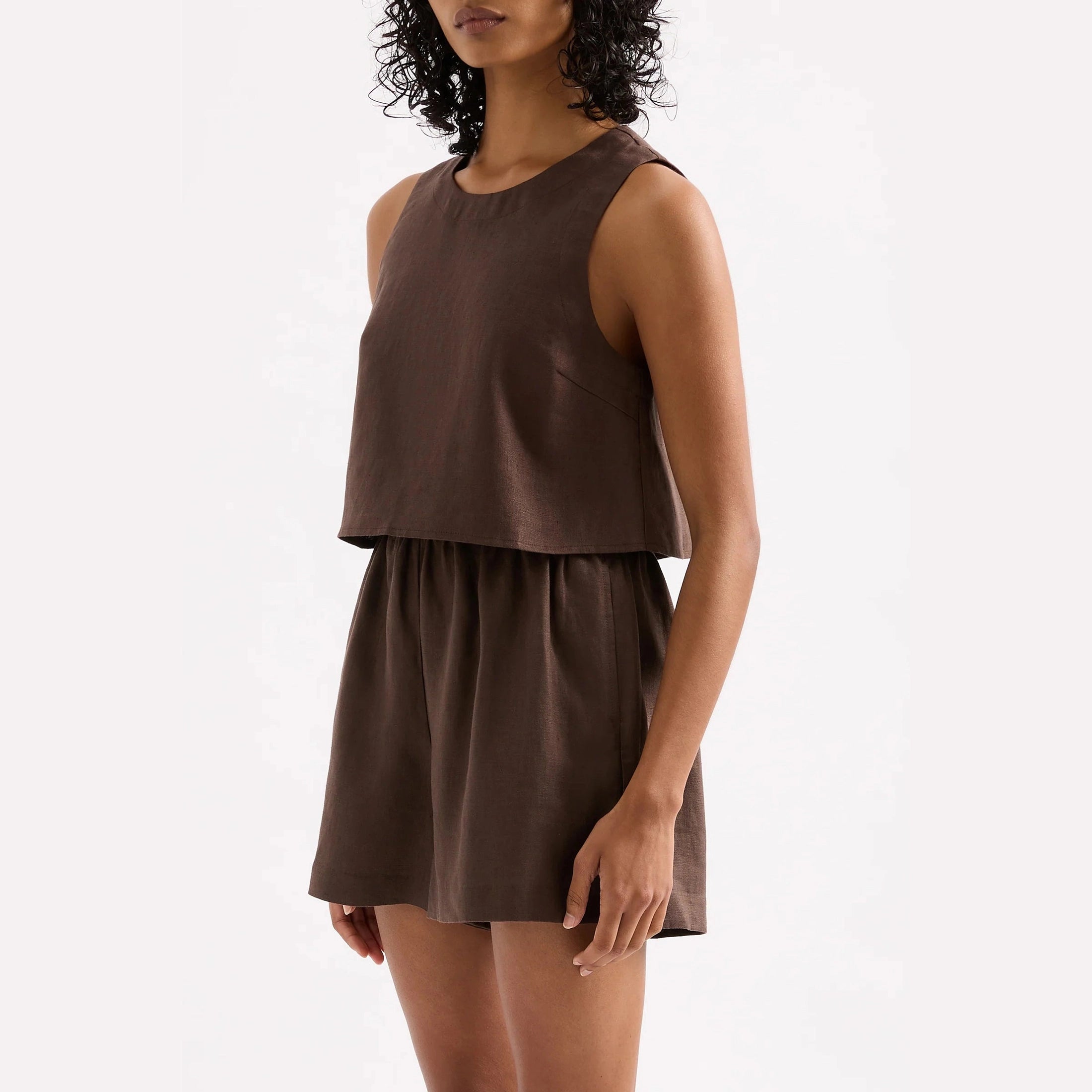 NUDE LUCY Ingrid linen top - Clove