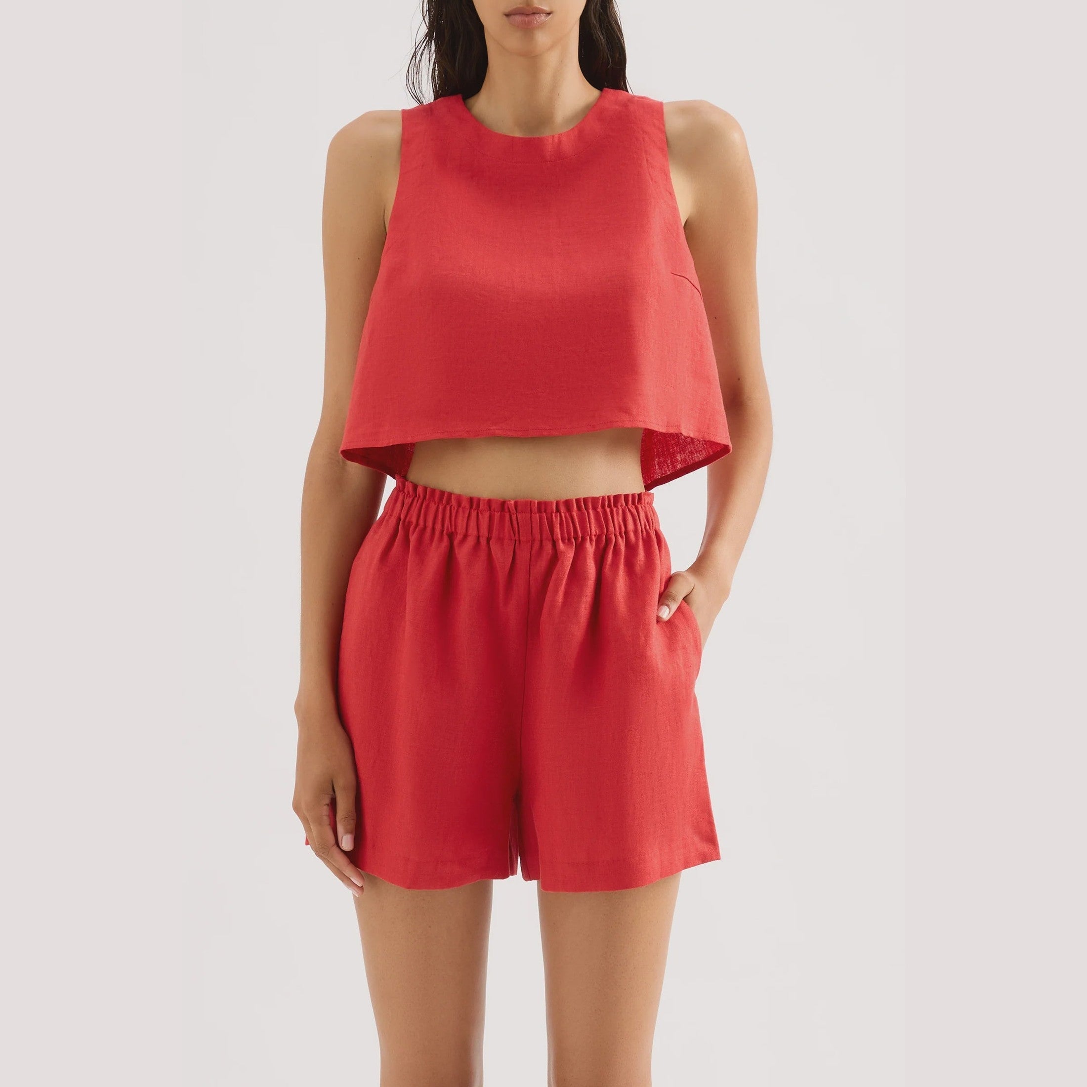 Nude Lucy Ingrid Linen Top Chilli