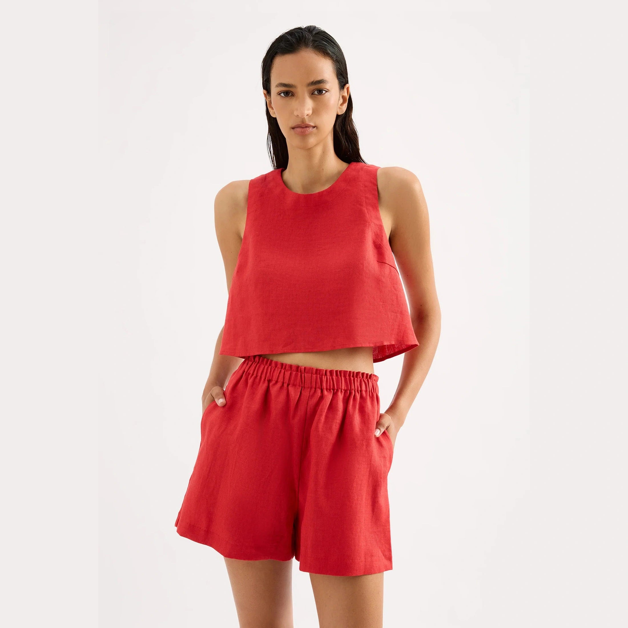 Nude Lucy Ingrid Linen Top Chilli