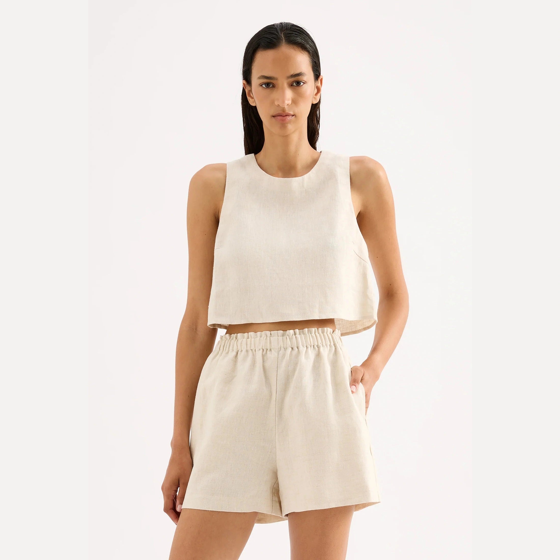 Nude Lucy Ingrid Linen Top Natural