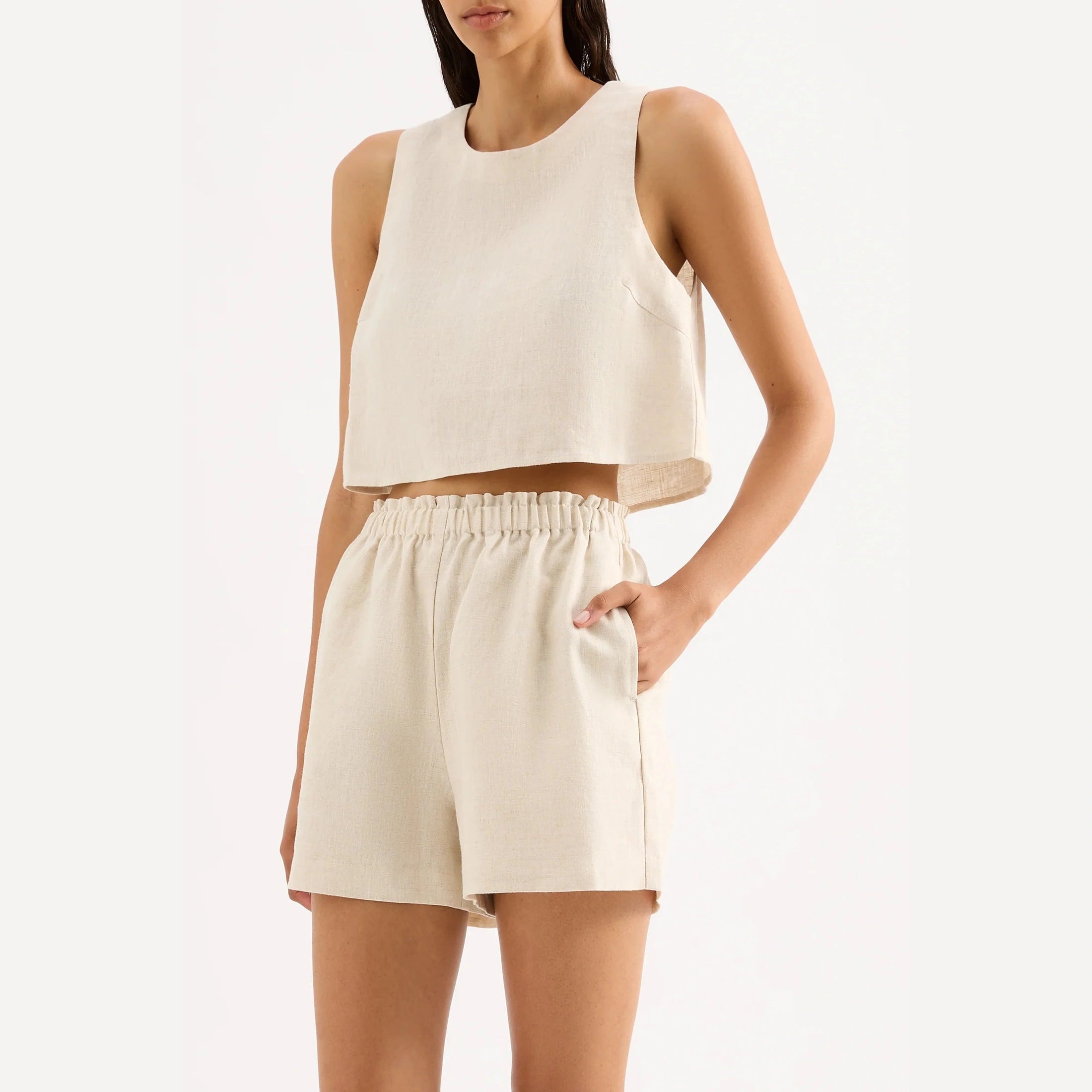 Nude Lucy Ingrid Linen Top Natural