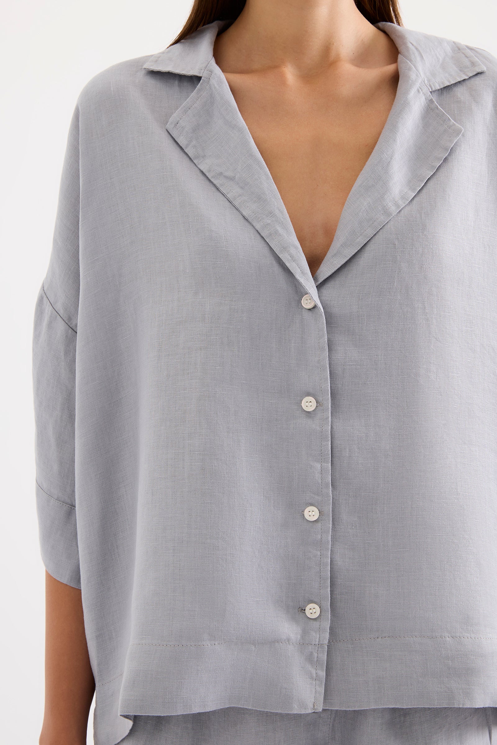 NUDE LUCY Lounge linen shirt - Storm