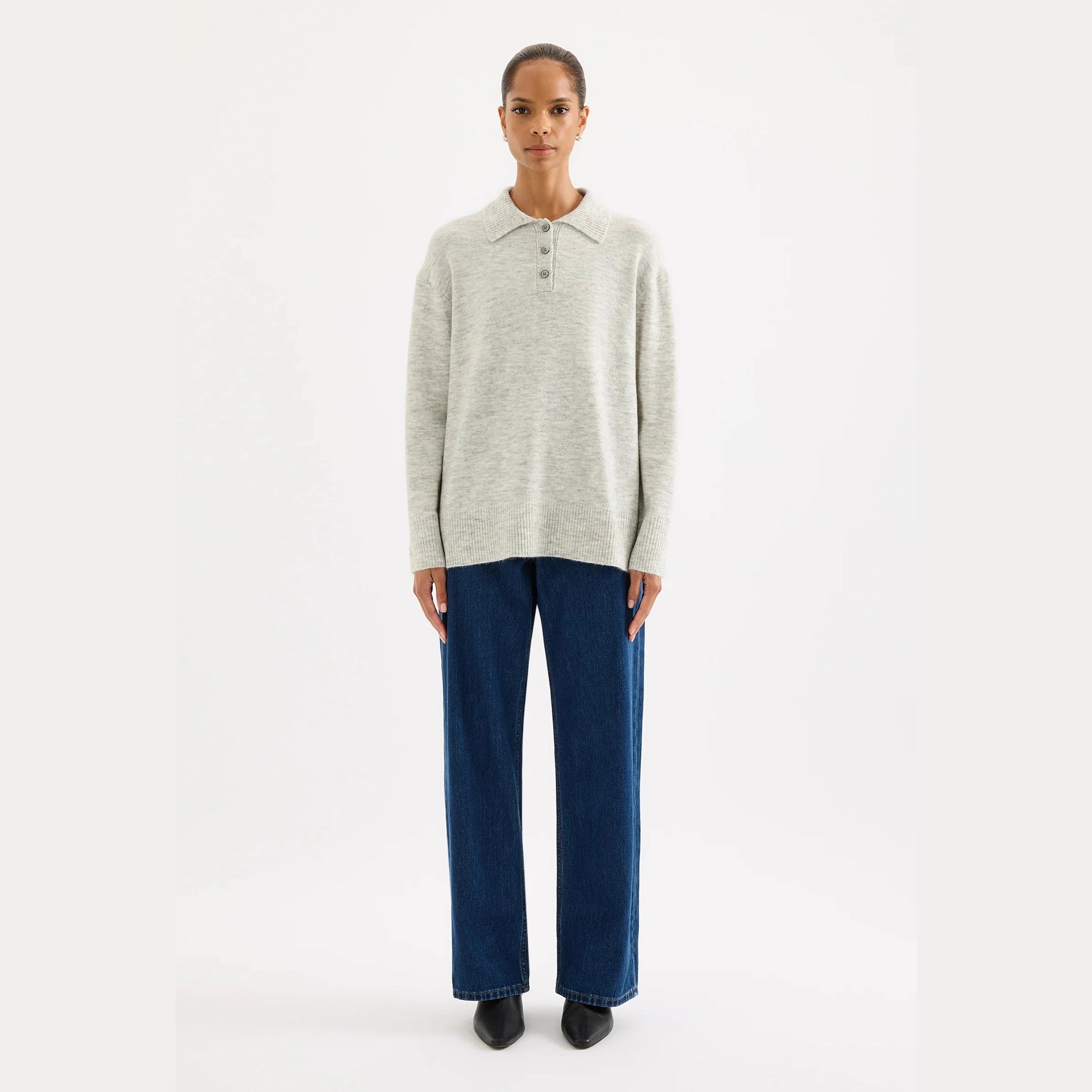 NUDE LUCY Dallas rugby knit - Grey marle