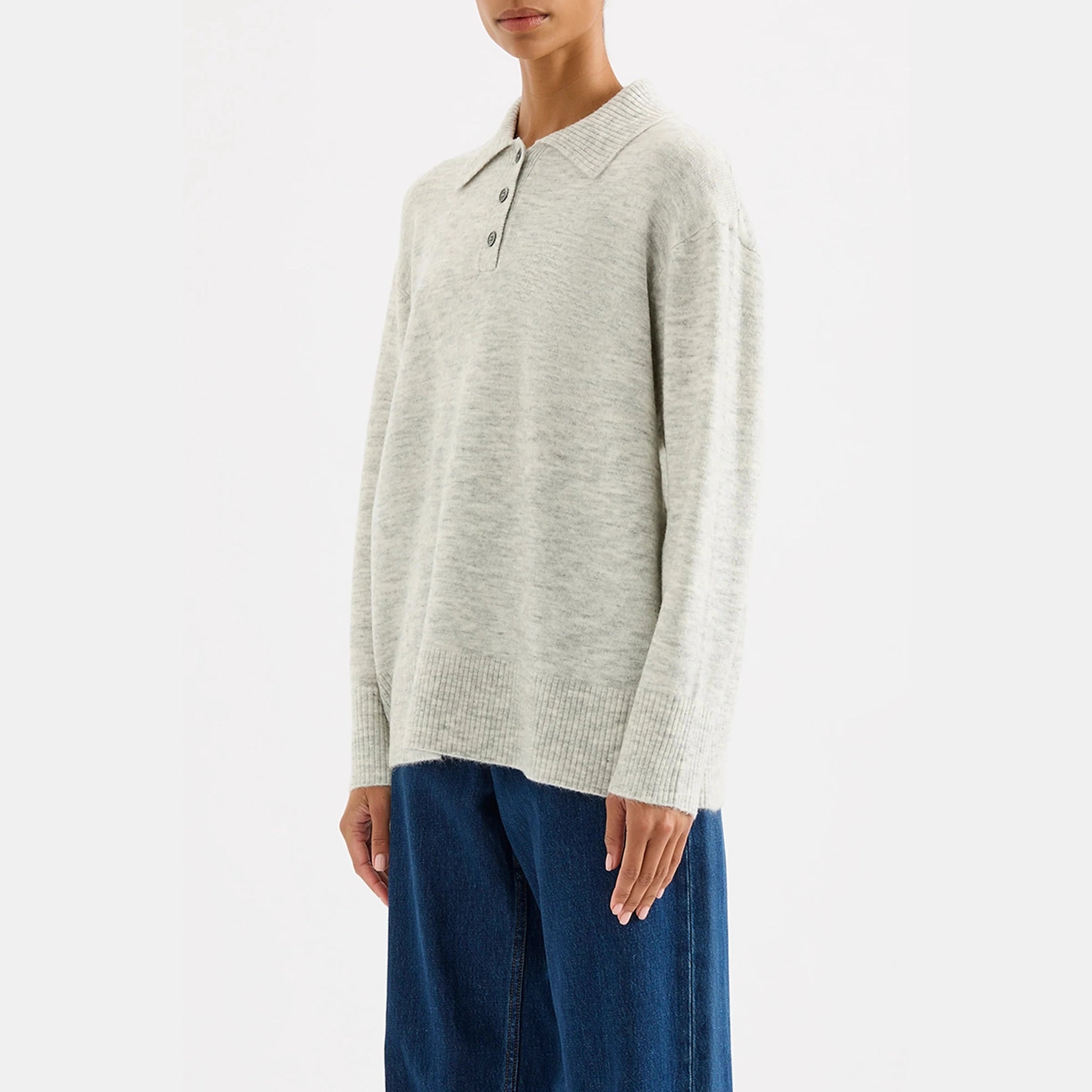 NUDE LUCY Dallas rugby knit - Grey marle