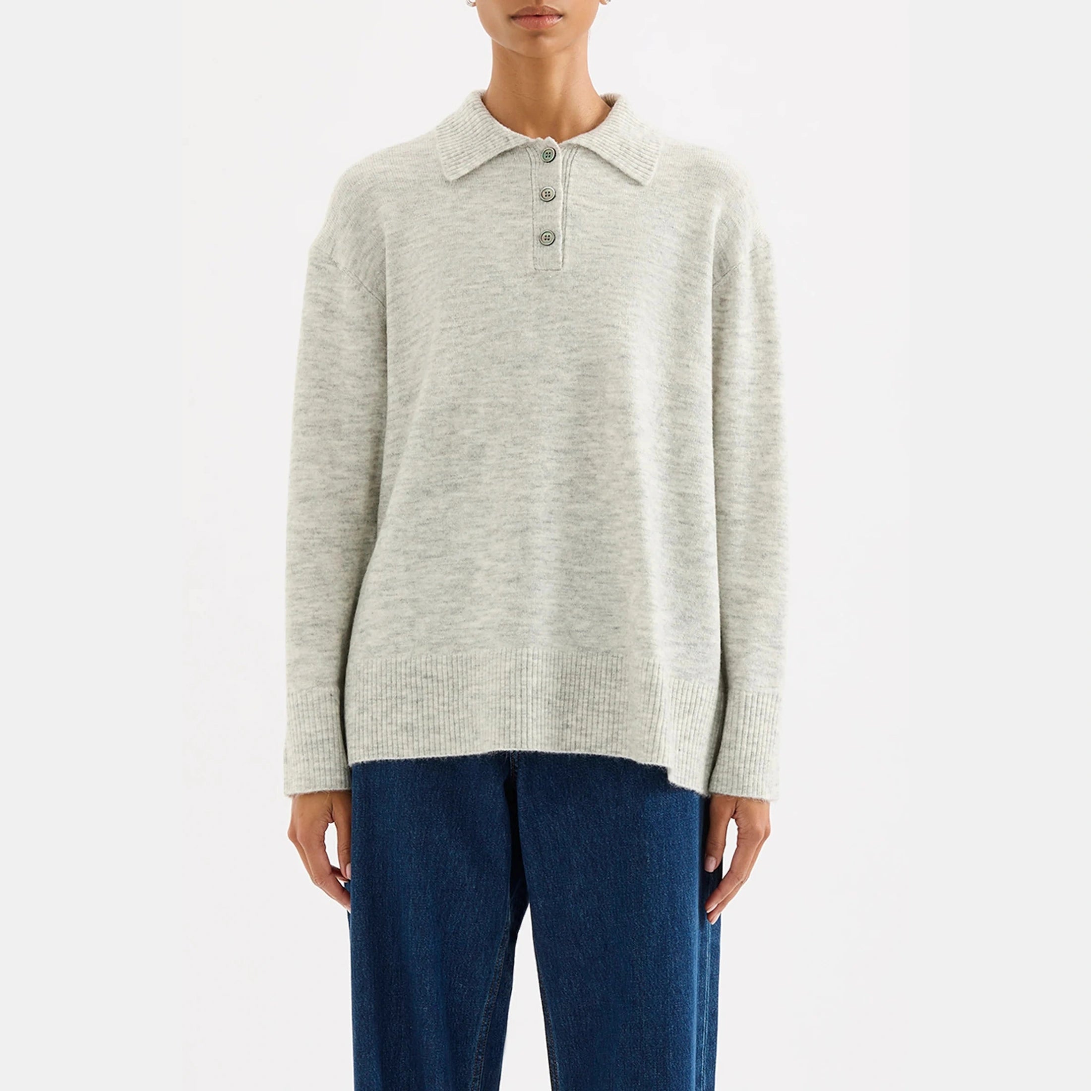 NUDE LUCY Dallas rugby knit - Grey marle