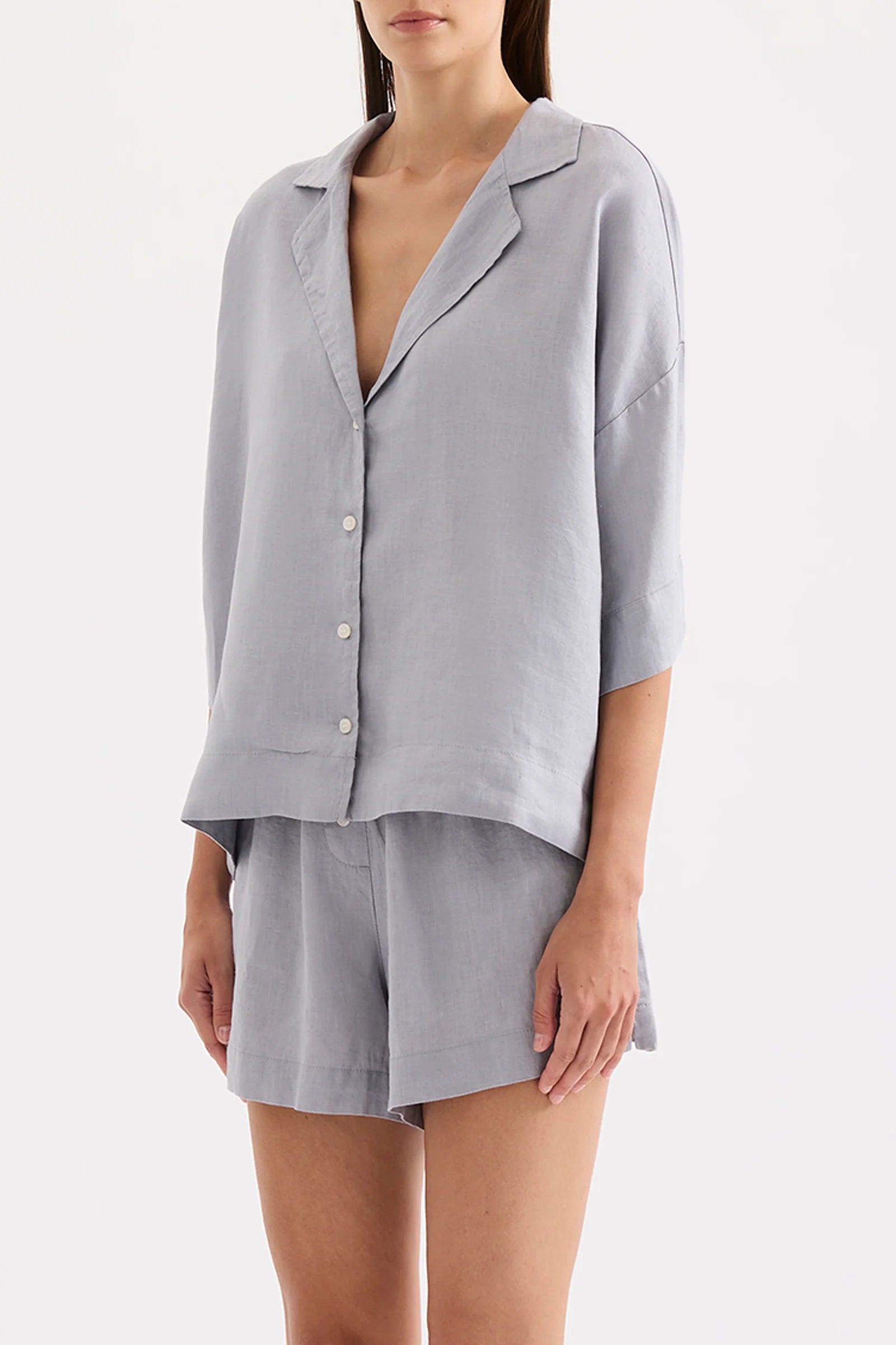 NUDE LUCY Lounge linen shirt - Storm