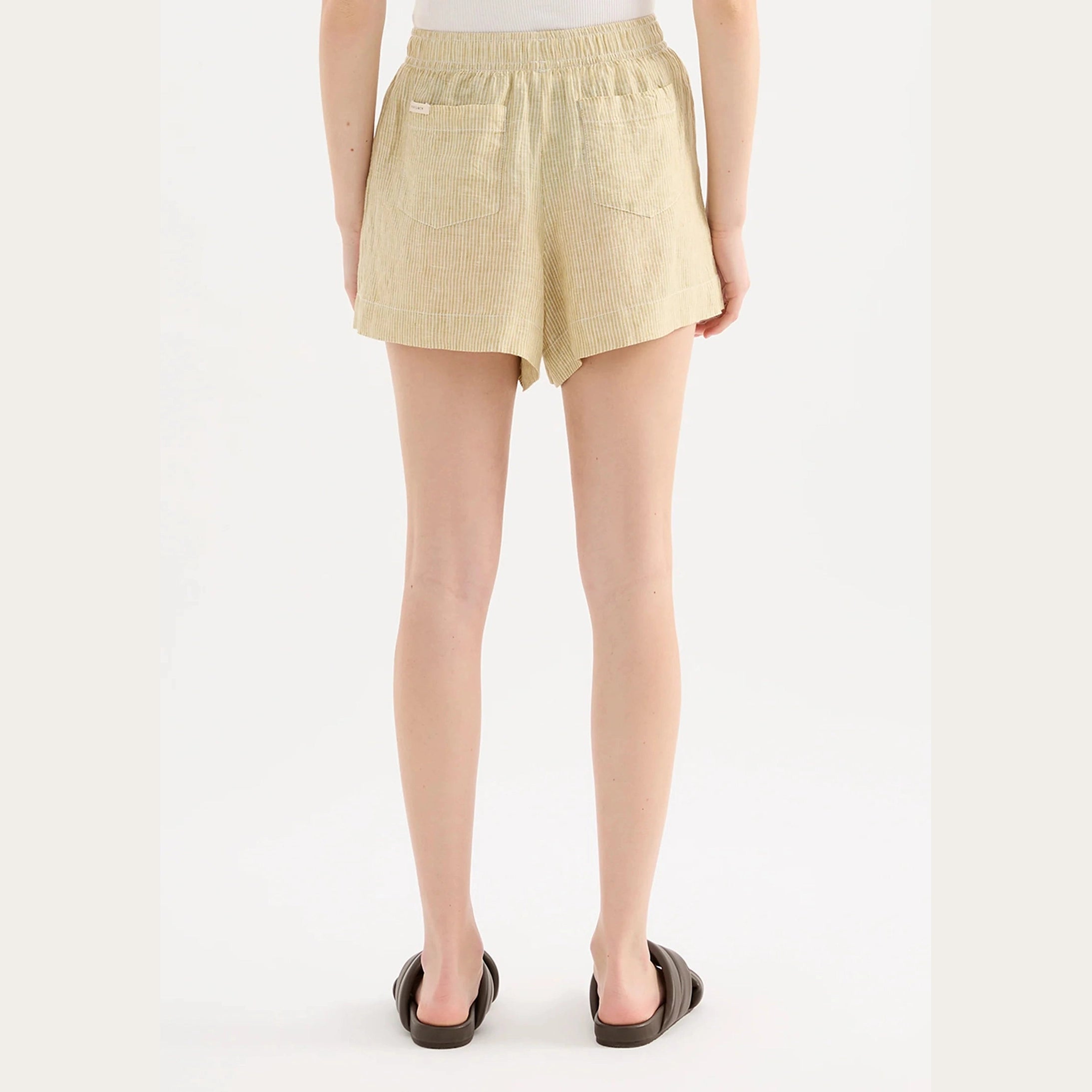 NUDE LUCY Lounge stripe linen short - Moss stripe