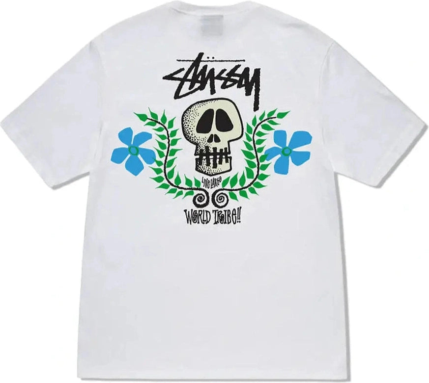 STUSSY Skull crest heavy weight ss tee - Pigment washed white