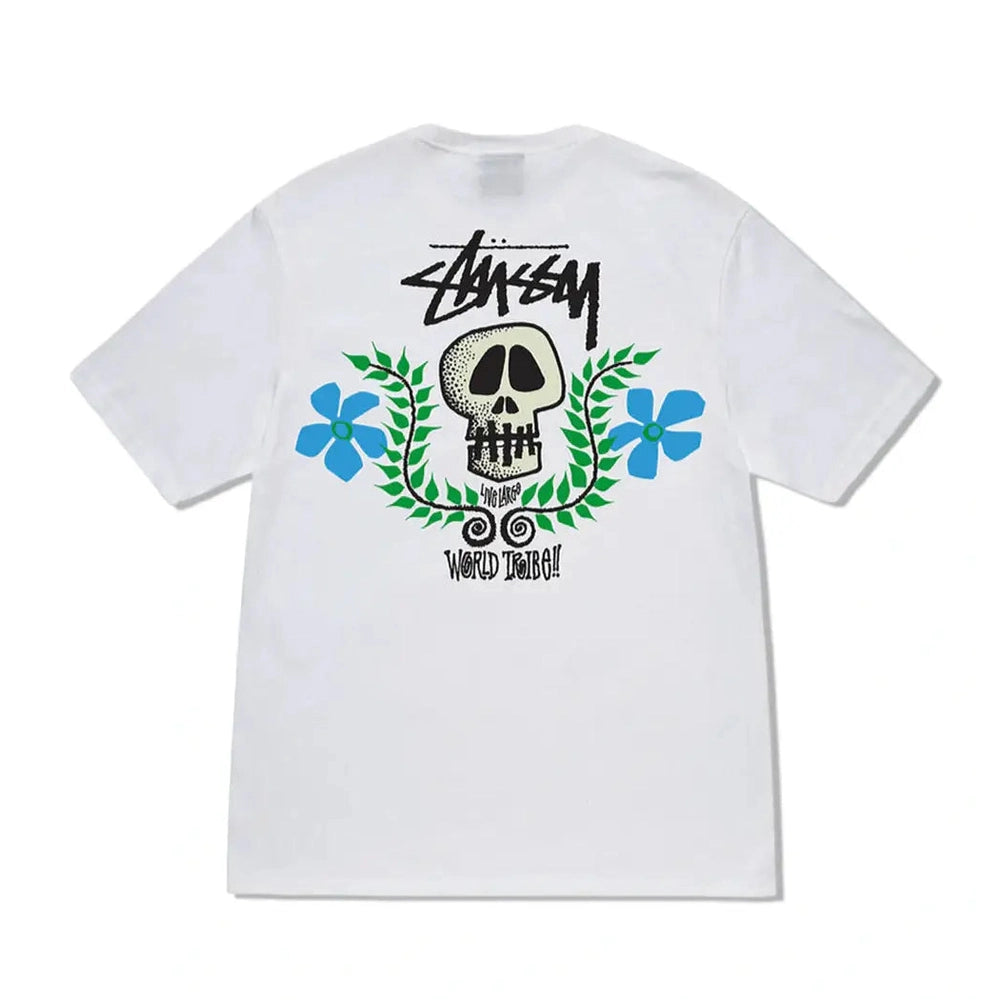 STUSSY Skull crest heavy weight ss tee - Pigment washed white