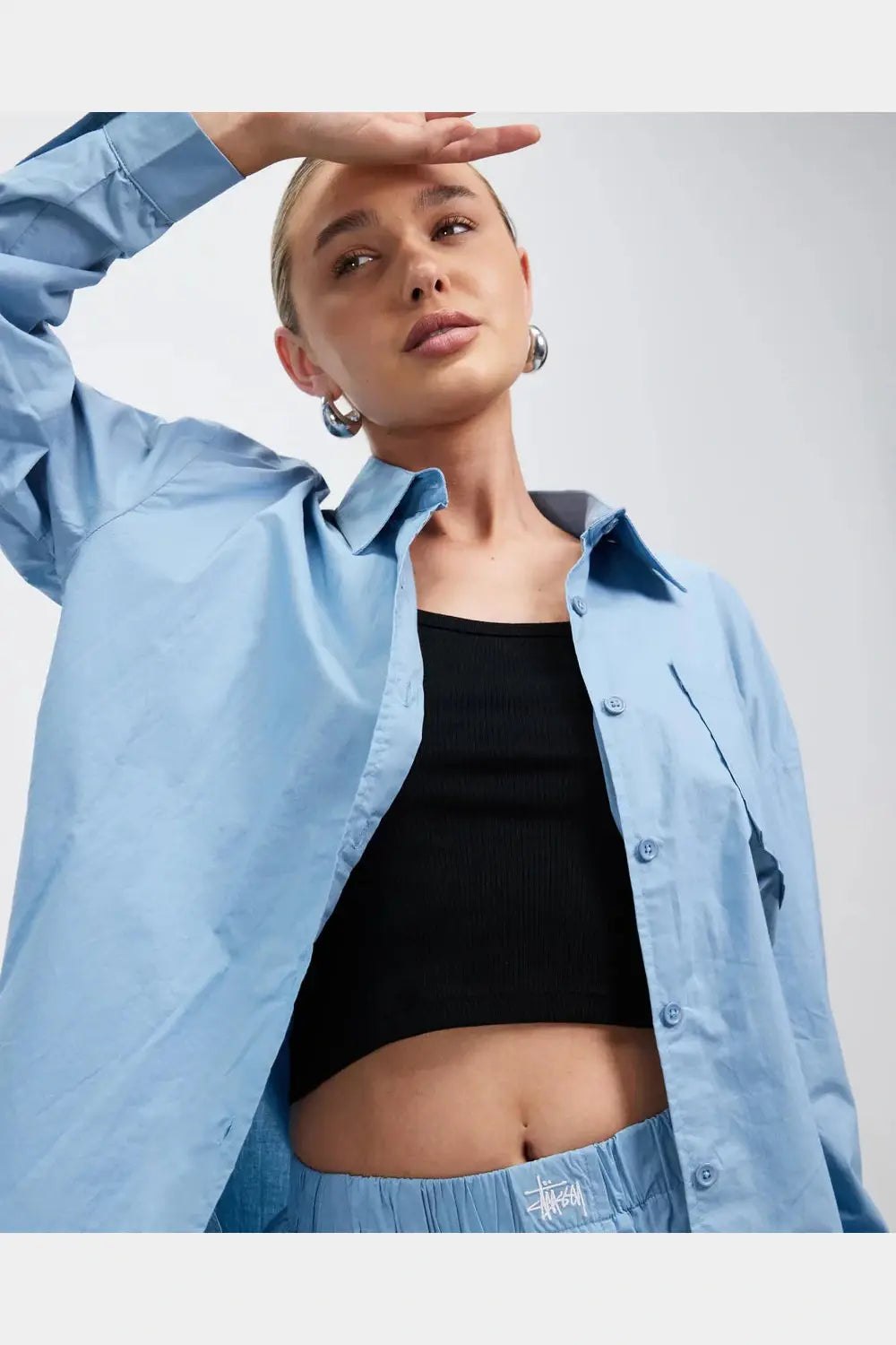 STUSSY pop graffiti os shirt - sky blue