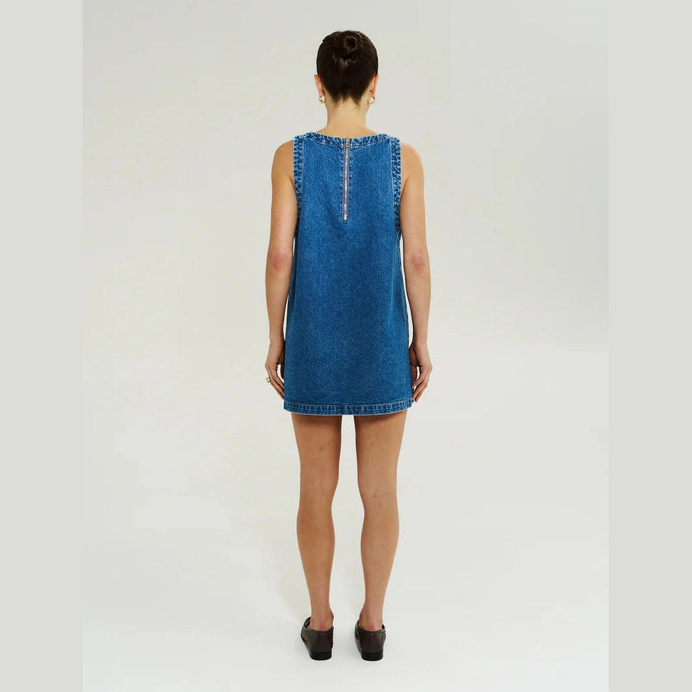 SUMMI SUMMI Lacey v neck dress - Bleu denim