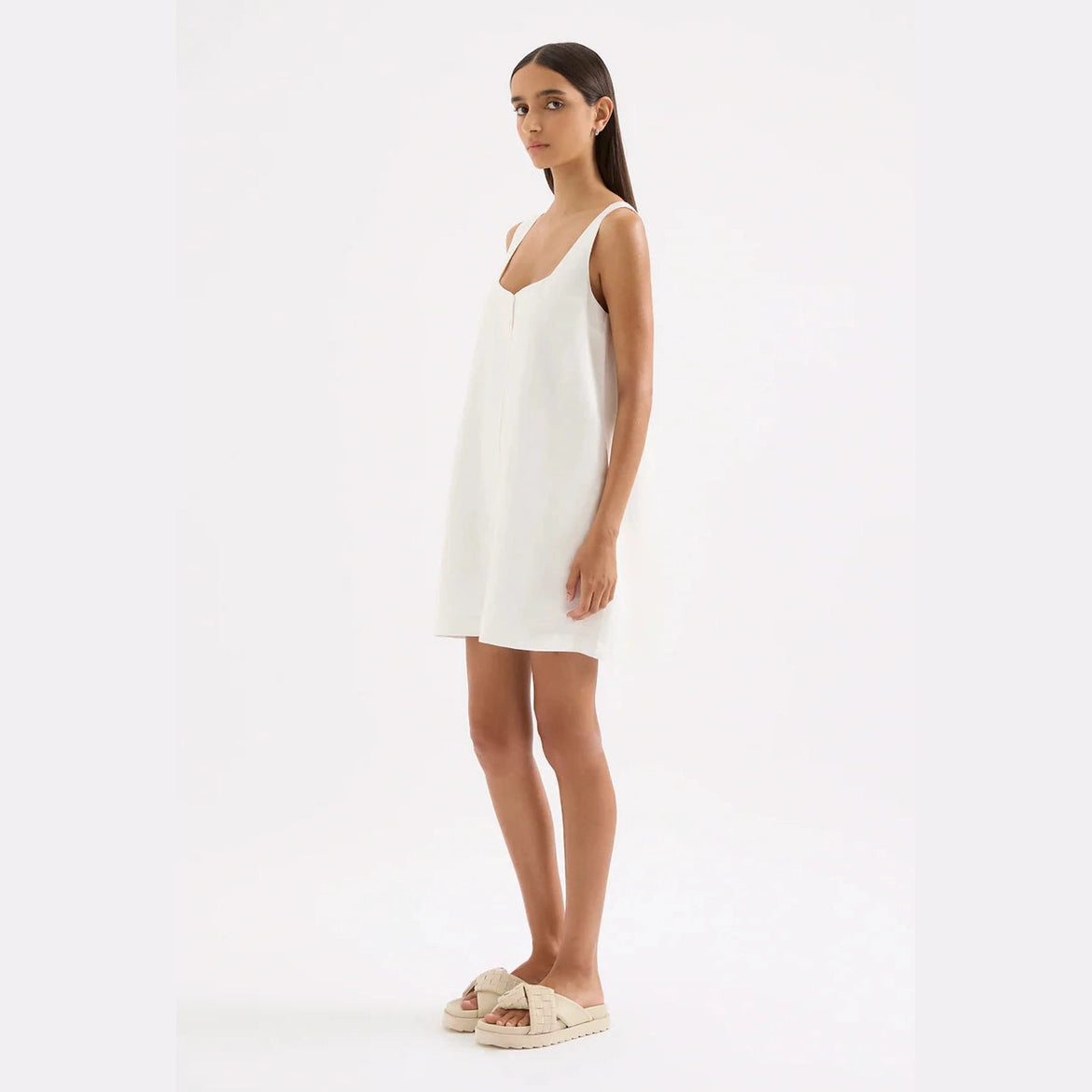 NUDE LUCY Zephyr Linen Mini Dress - White
