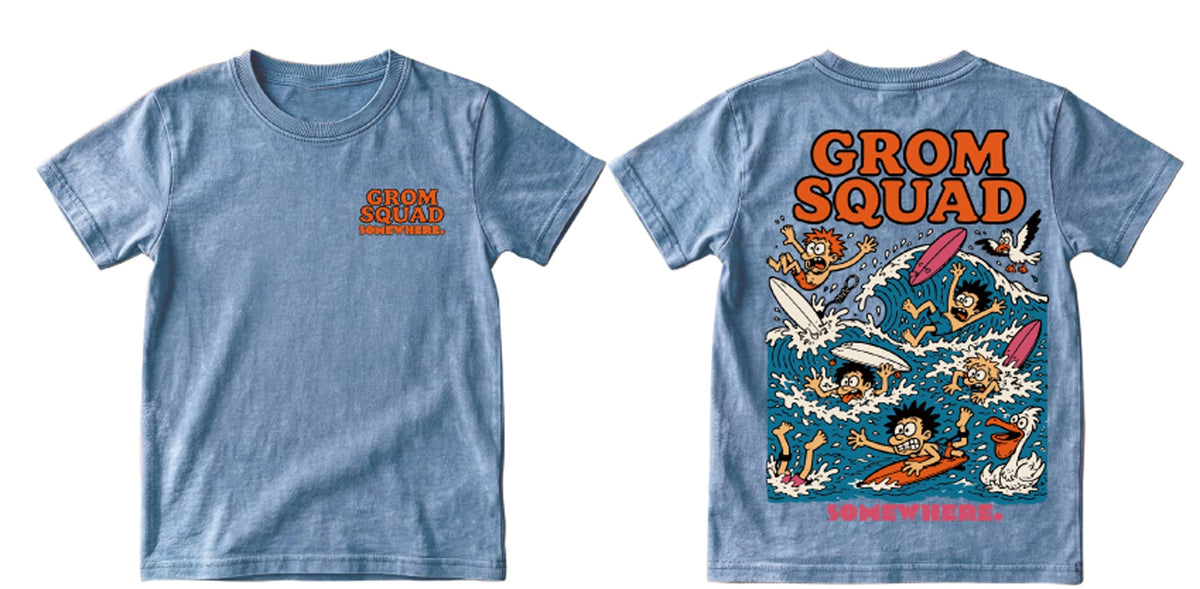 Somewhere Mini - Grom Squad Tee - Sky Blue Wash