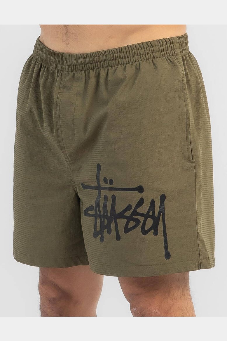 Stussy big graffiti beachshort - army green