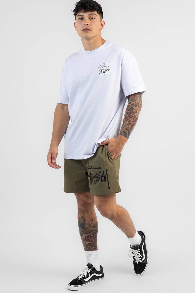 Stussy big graffiti beachshort - army green
