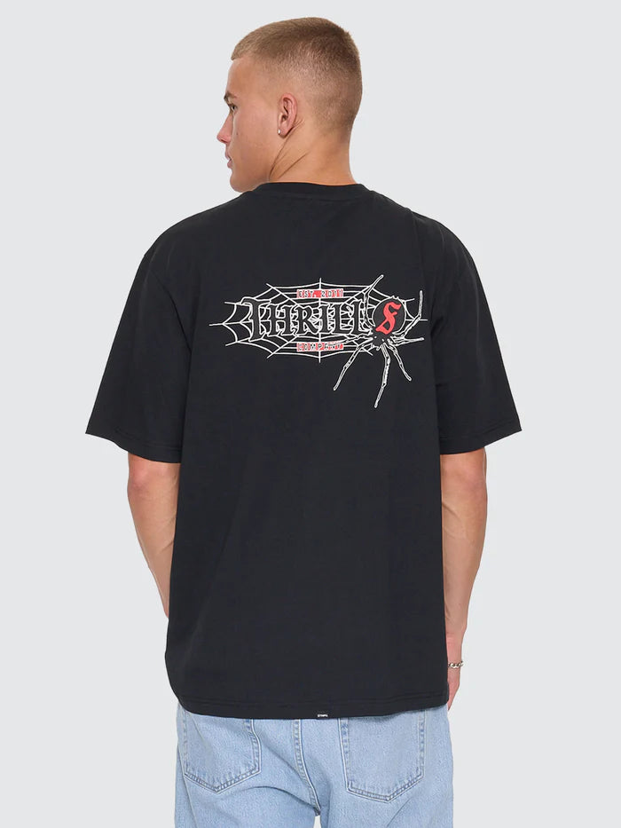 Thrills Web Of Deceit Oversize Fit Tee - Washed Black