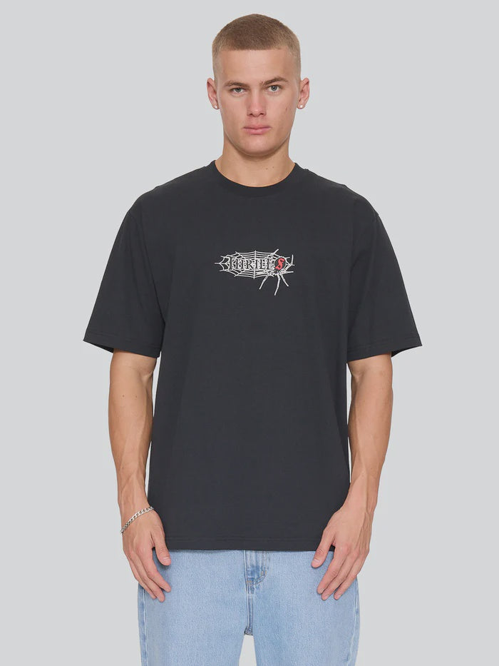 Thrills Web Of Deceit Oversize Fit Tee - Washed Black