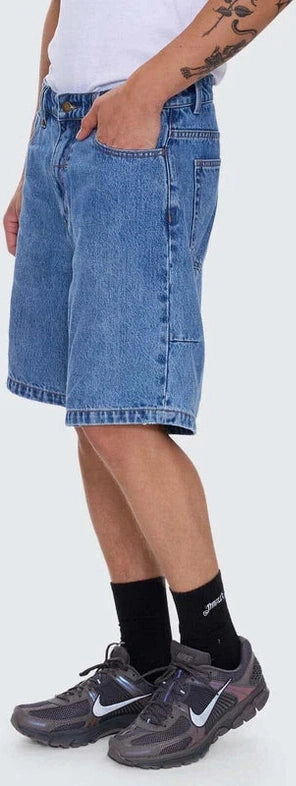 THRILLS Mid Slacker Relaxed Long Denim Short - Deep vintage blue