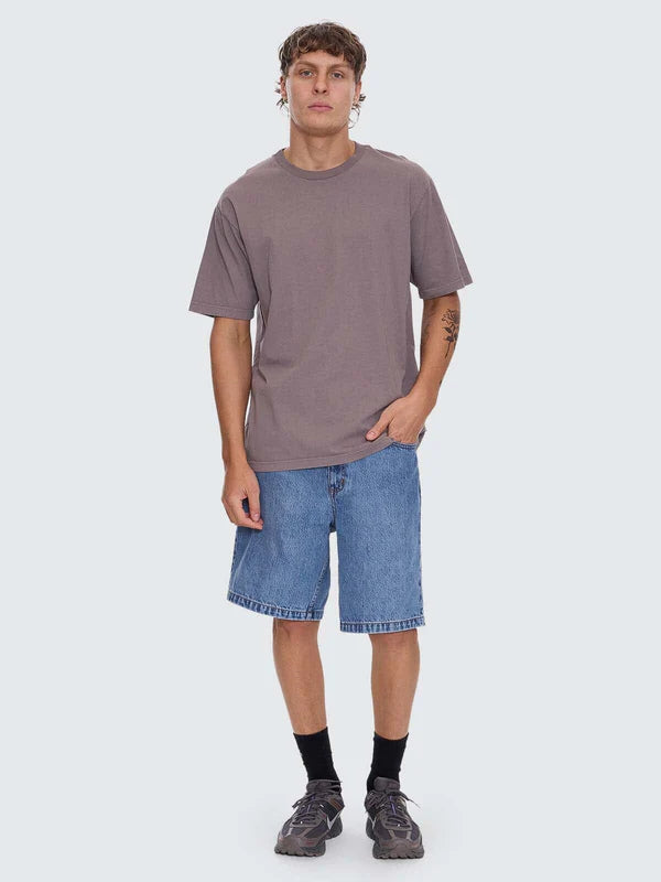 THRILLS Mid Slacker Relaxed Long Denim Short - Deep vintage blue