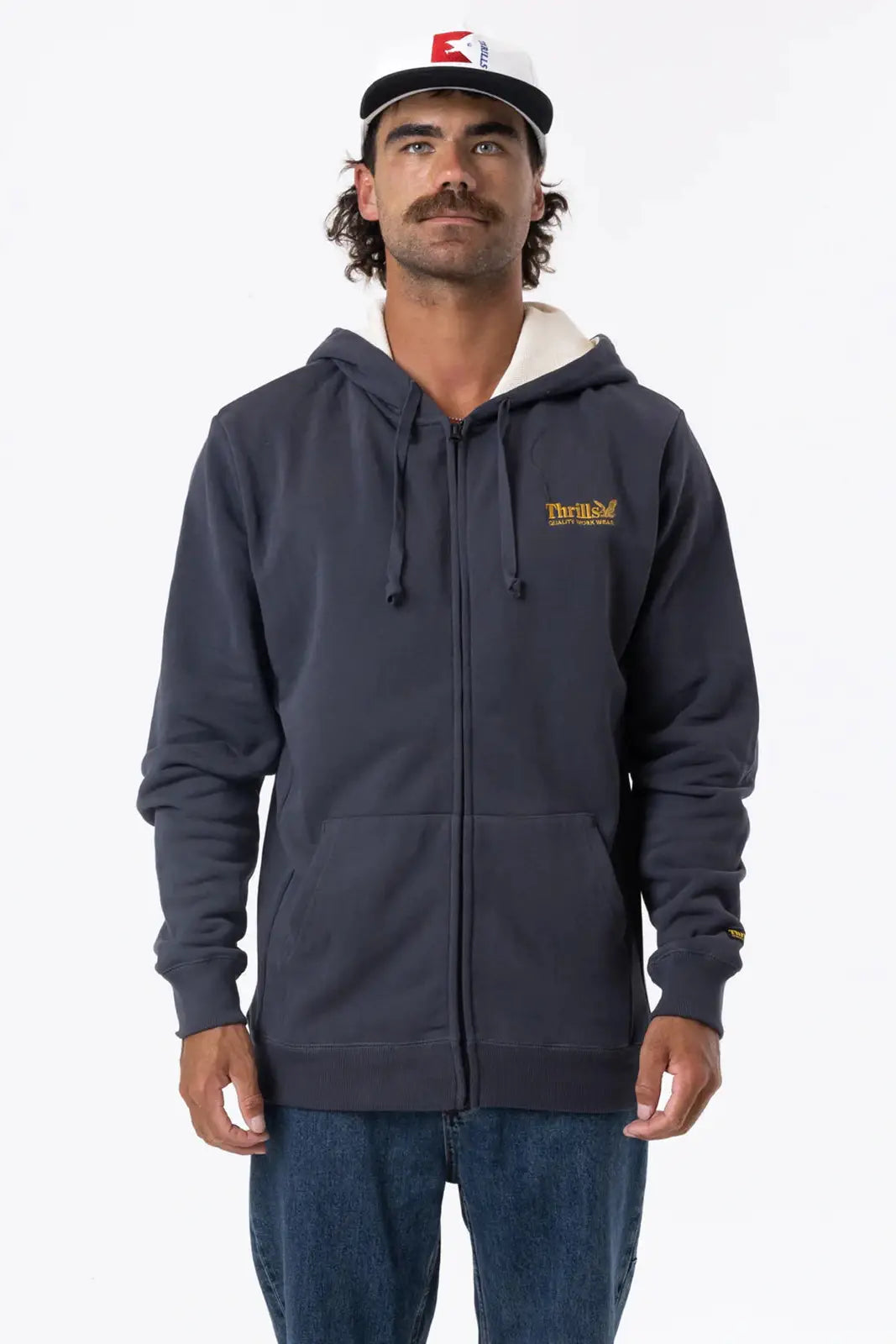THRILLS Union zip hood - Dark charcoal