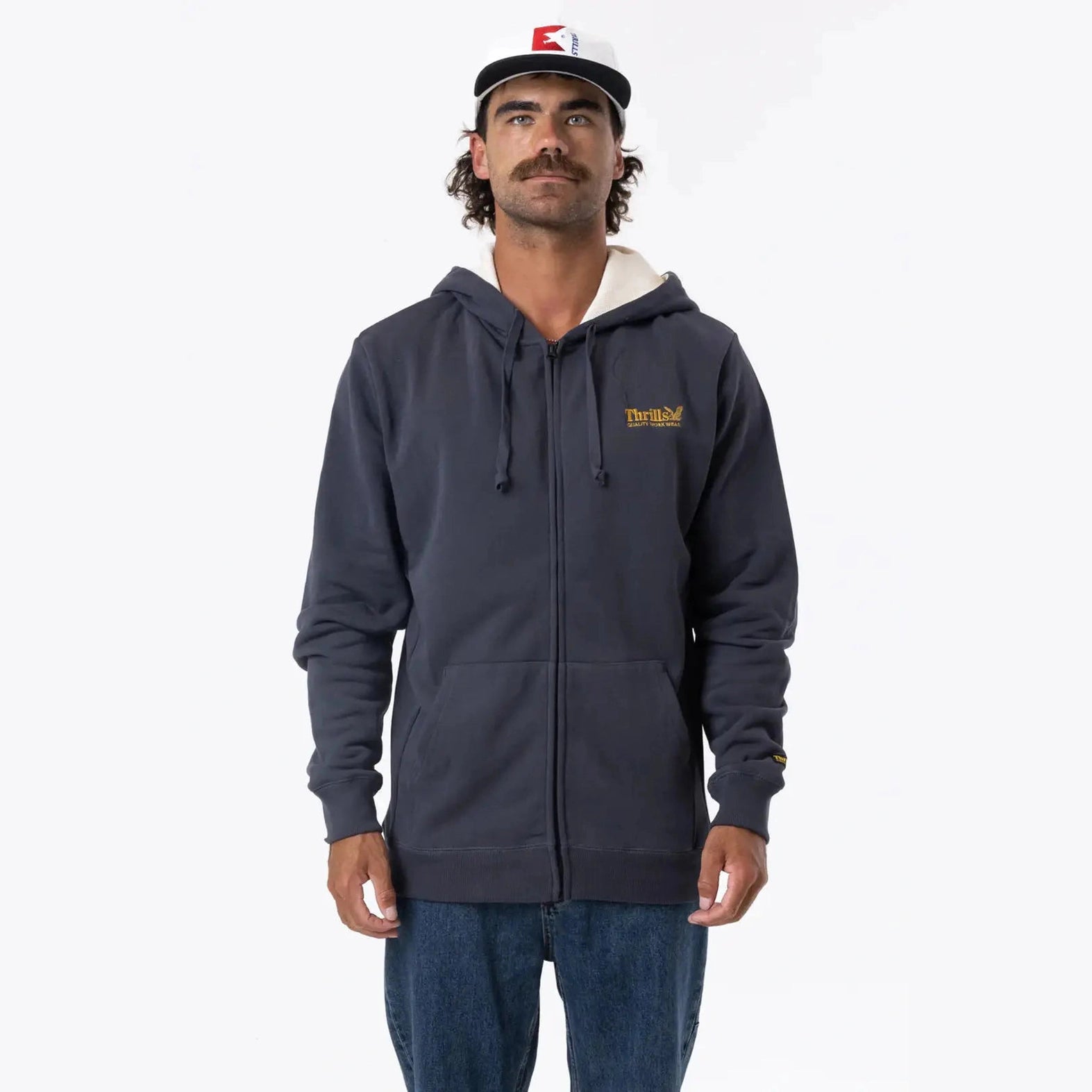 THRILLS Union zip hood - Dark charcoal