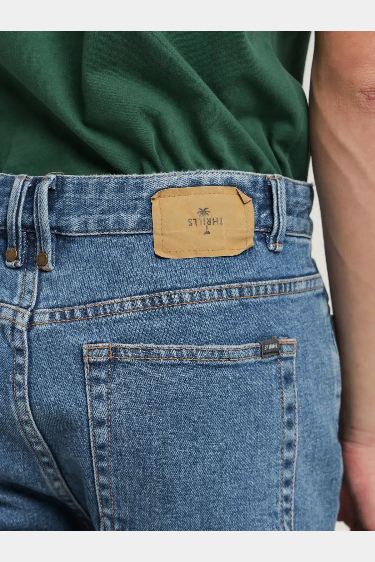 Thrills destroyed bones denim short - highway blue