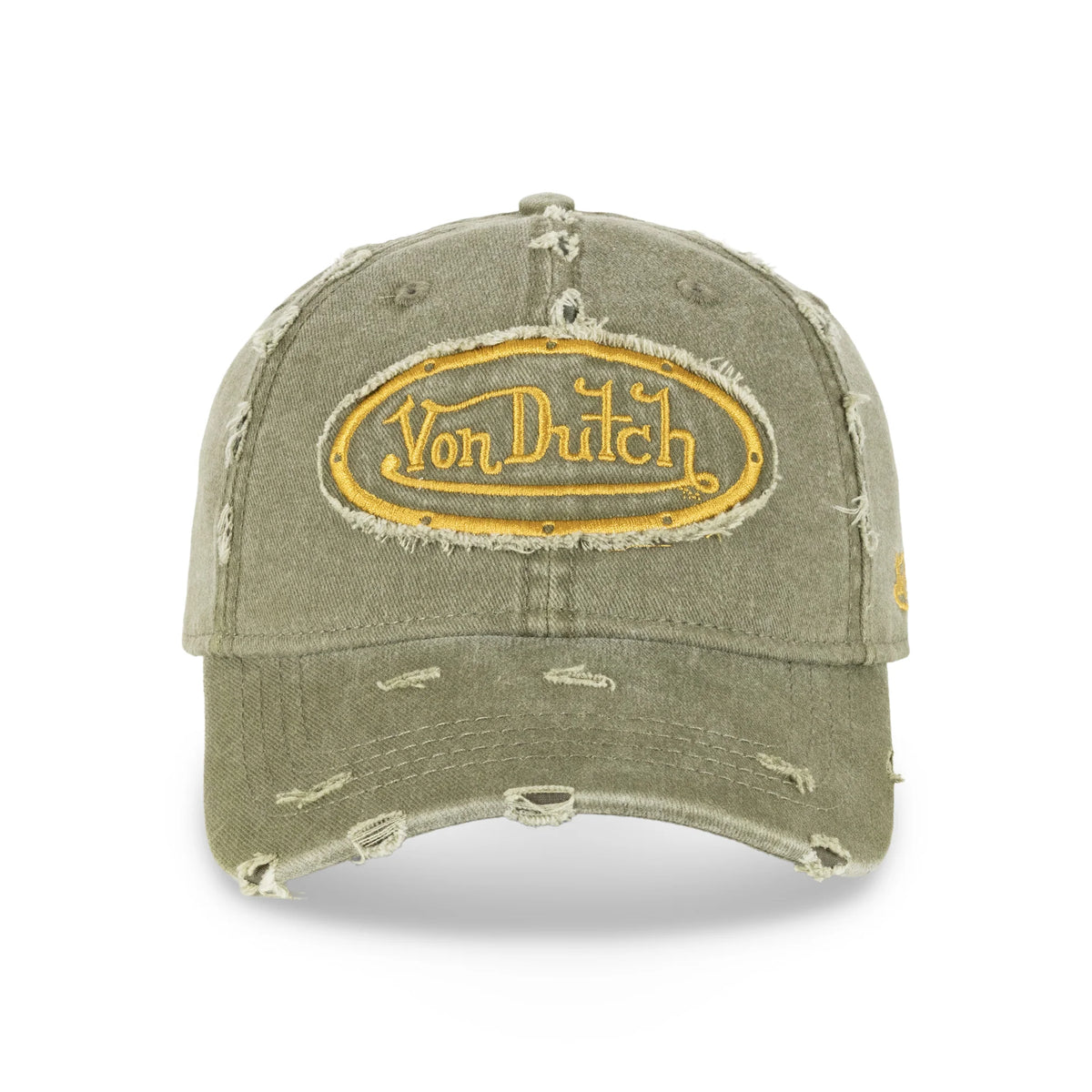 VON DUTCH Distressed dad cap - Olive/Mustard