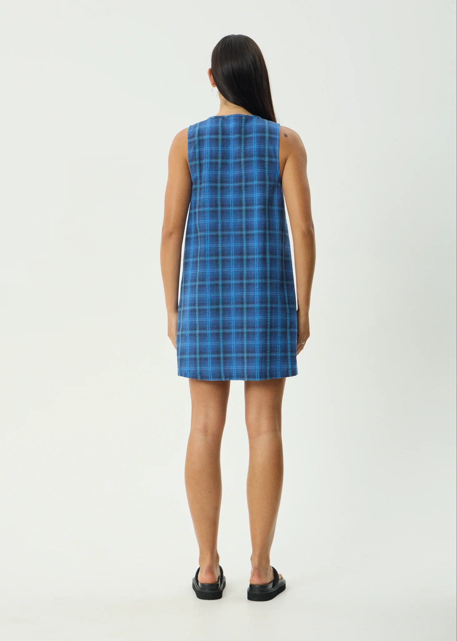 AFENDS Camden- Seersucker Mini Dress Seersucker Mini Dress - Marina check