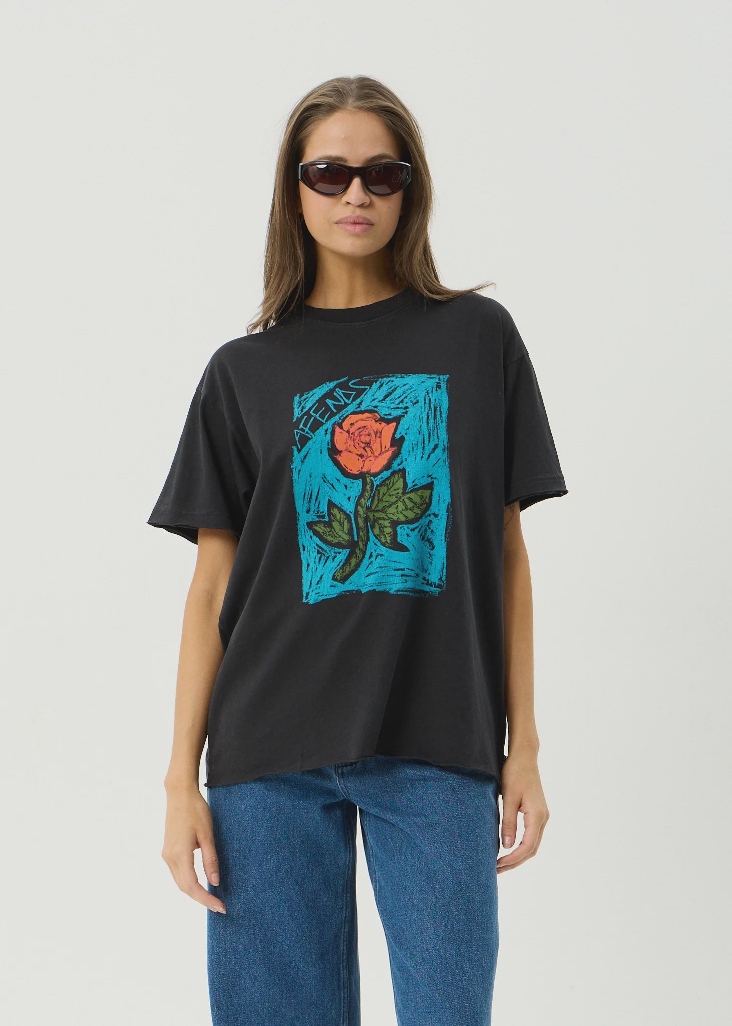 AFENDS Single N Thorny Oversized Tee - Stone Black