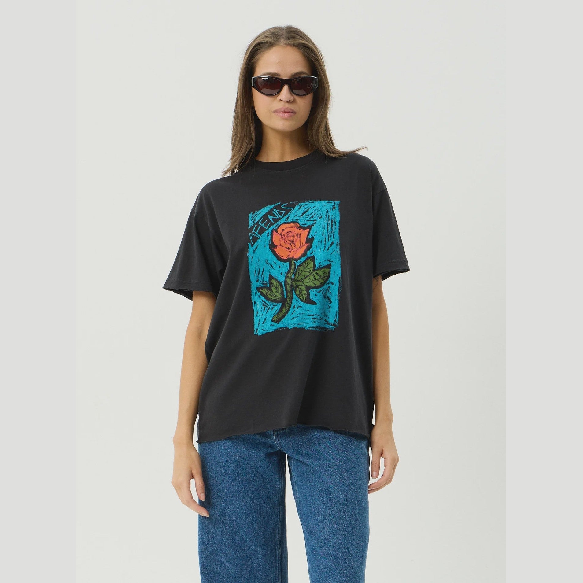 AFENDS Single N Thorny Oversized Tee - Stone Black