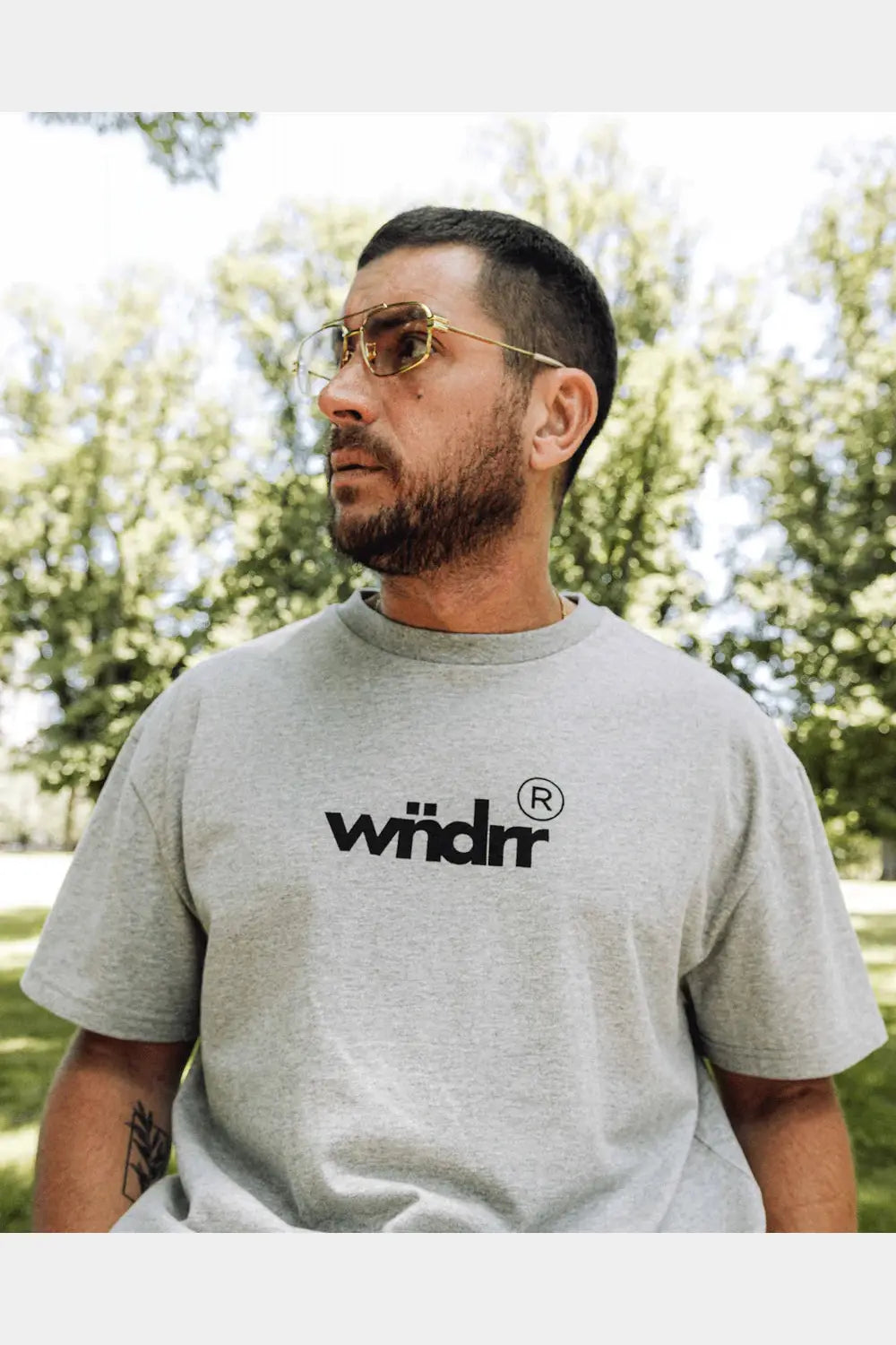 WNDRR ACCENT BOX FIT TEE - GREY MARLE