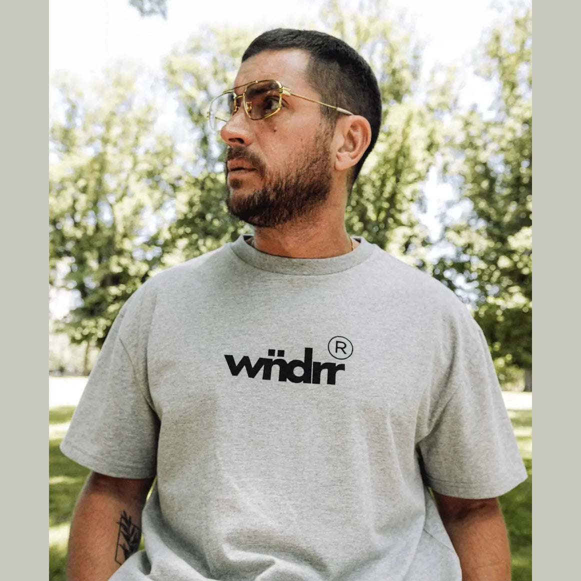 WNDRR ACCENT BOX FIT TEE - GREY MARLE