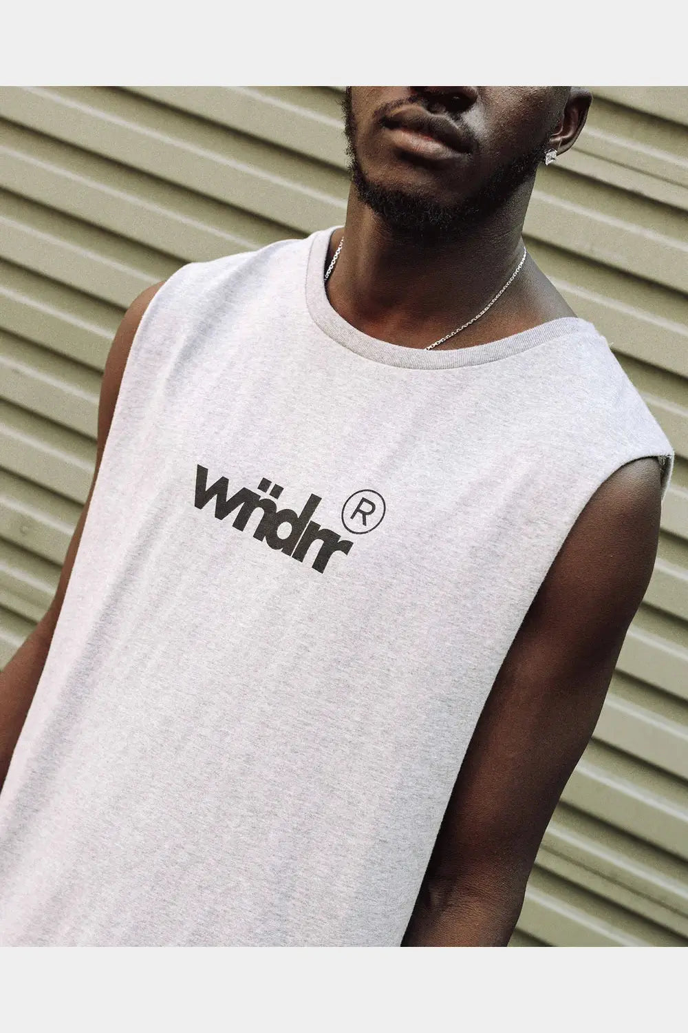 WNDRR ACCENT MUSCLE TOP - GREY MARLE