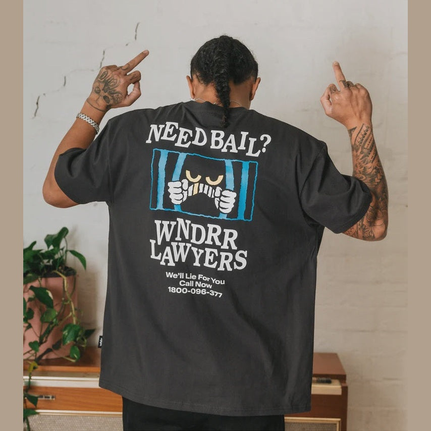 WNDRR BAIL BOX FIT TEE - FADED BLACK