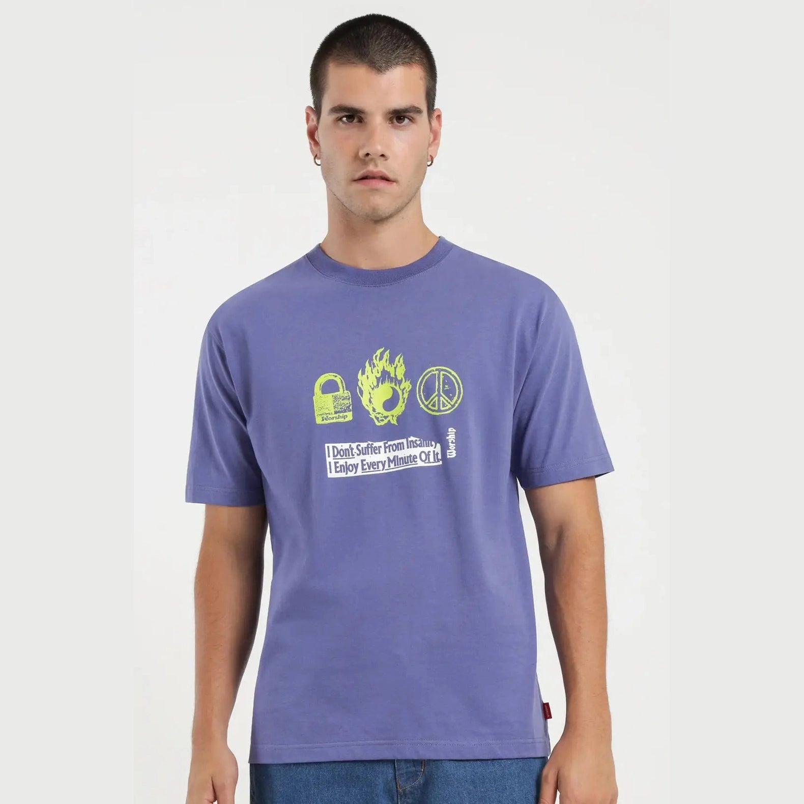 Worship every minute tee - bleached denim