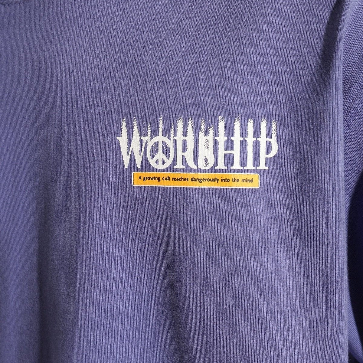 Worship reaches tee - bleached denim