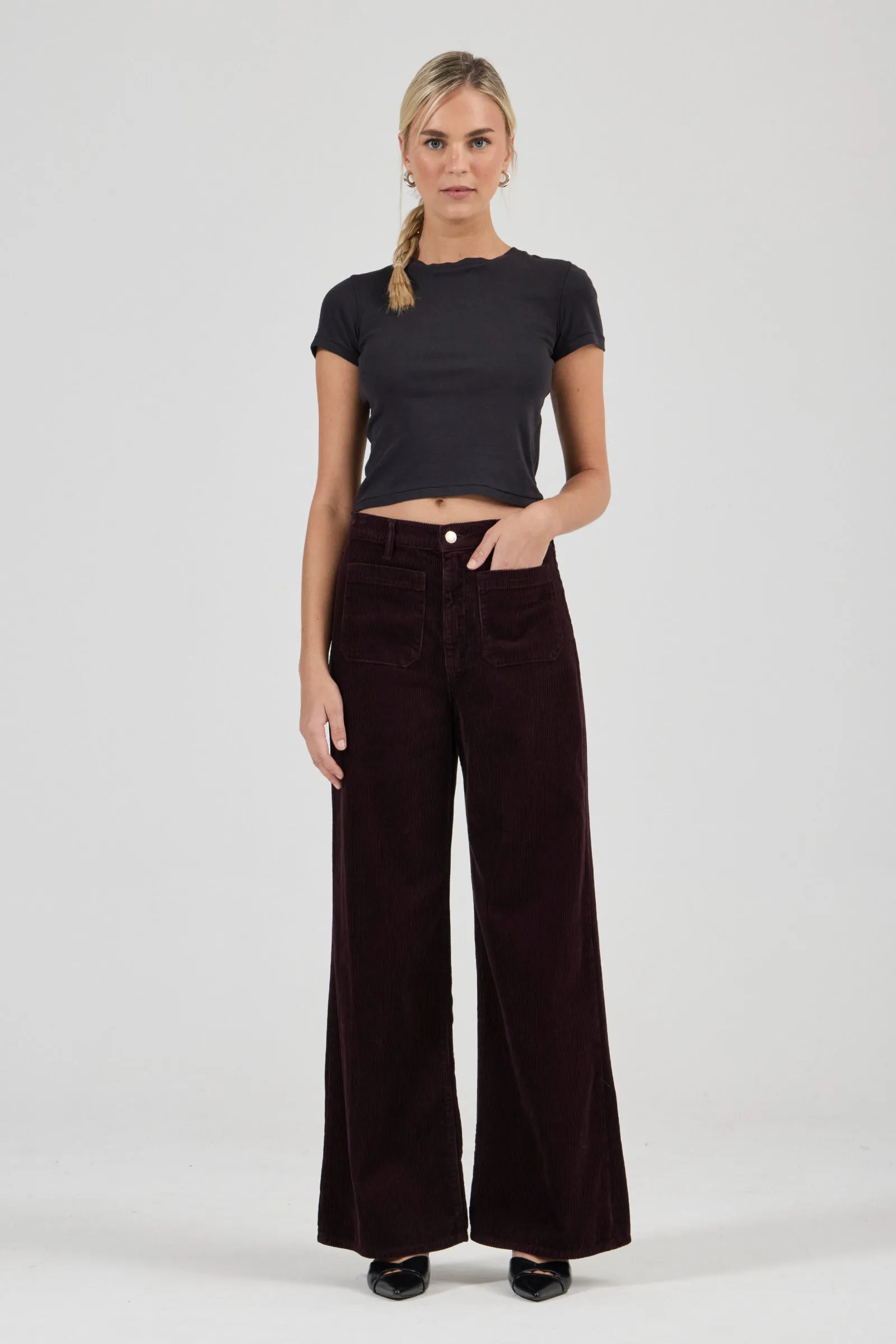 ROLLA'S Relaxed Sailor Jean Long - Dark Cherry Cord