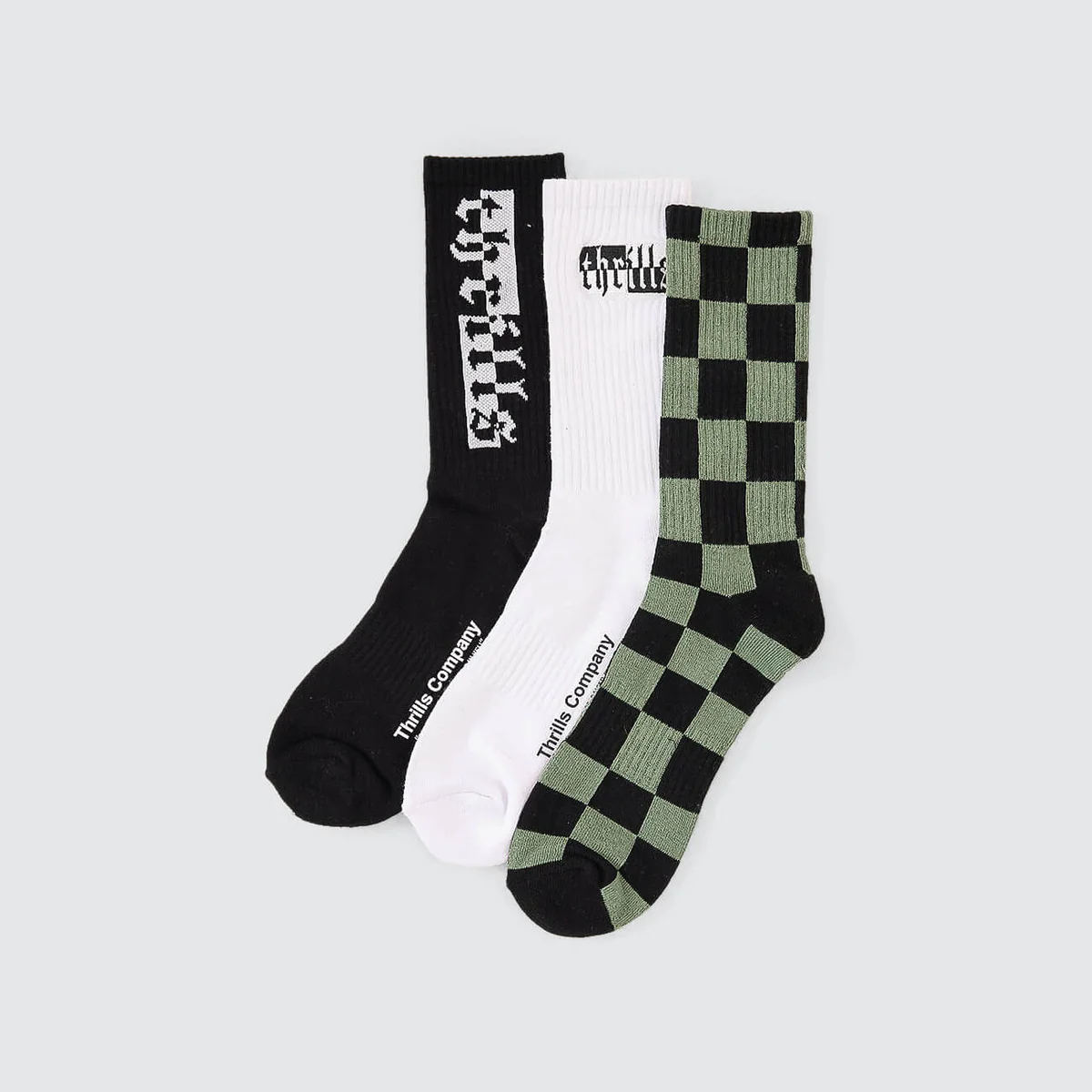THRILLS Excitement Excitement 3 Pack Sock - White/Black/Beryl Green