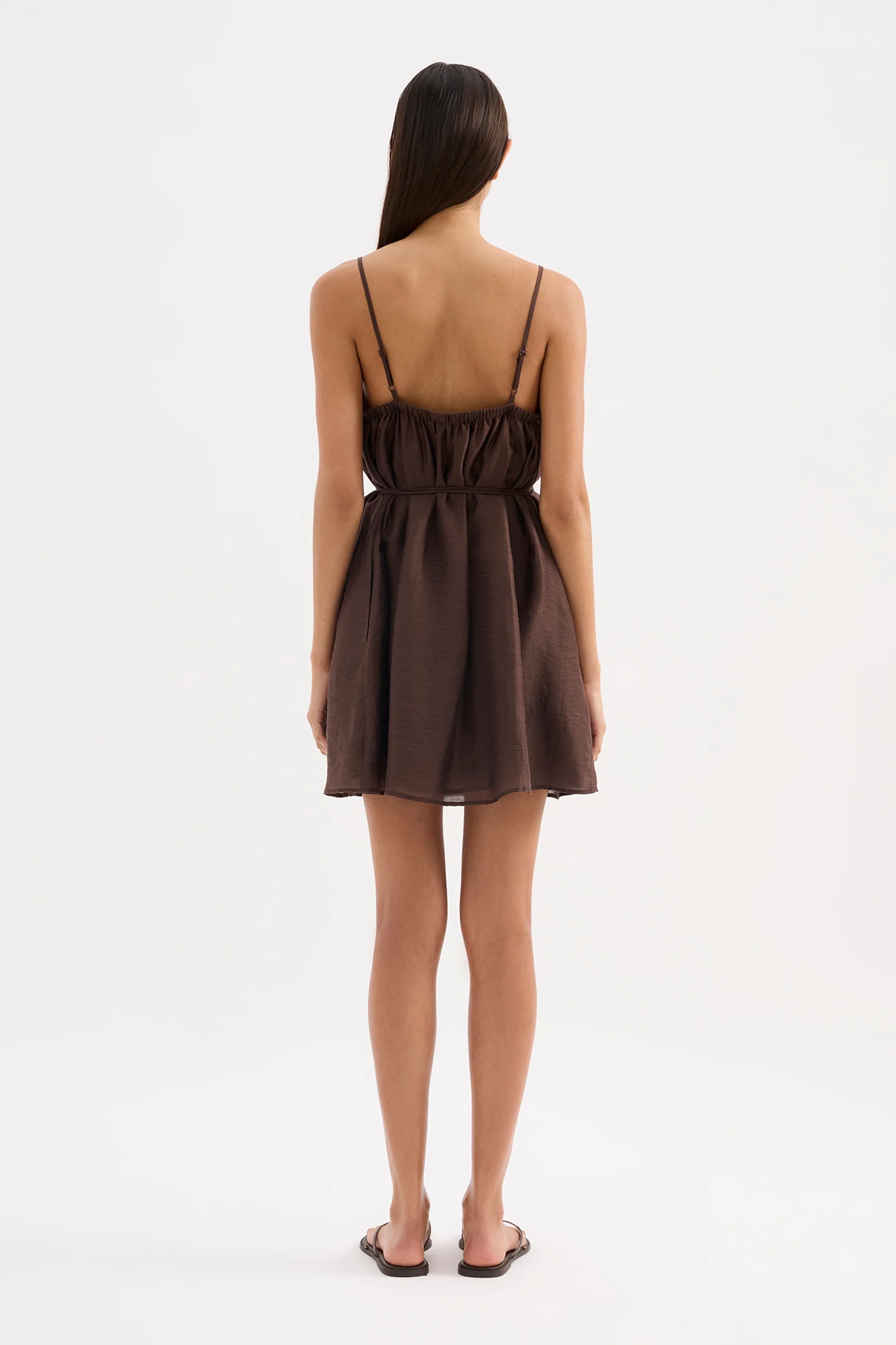 NUDE LUCY Ziki Linen Mini Dress - Chocolate