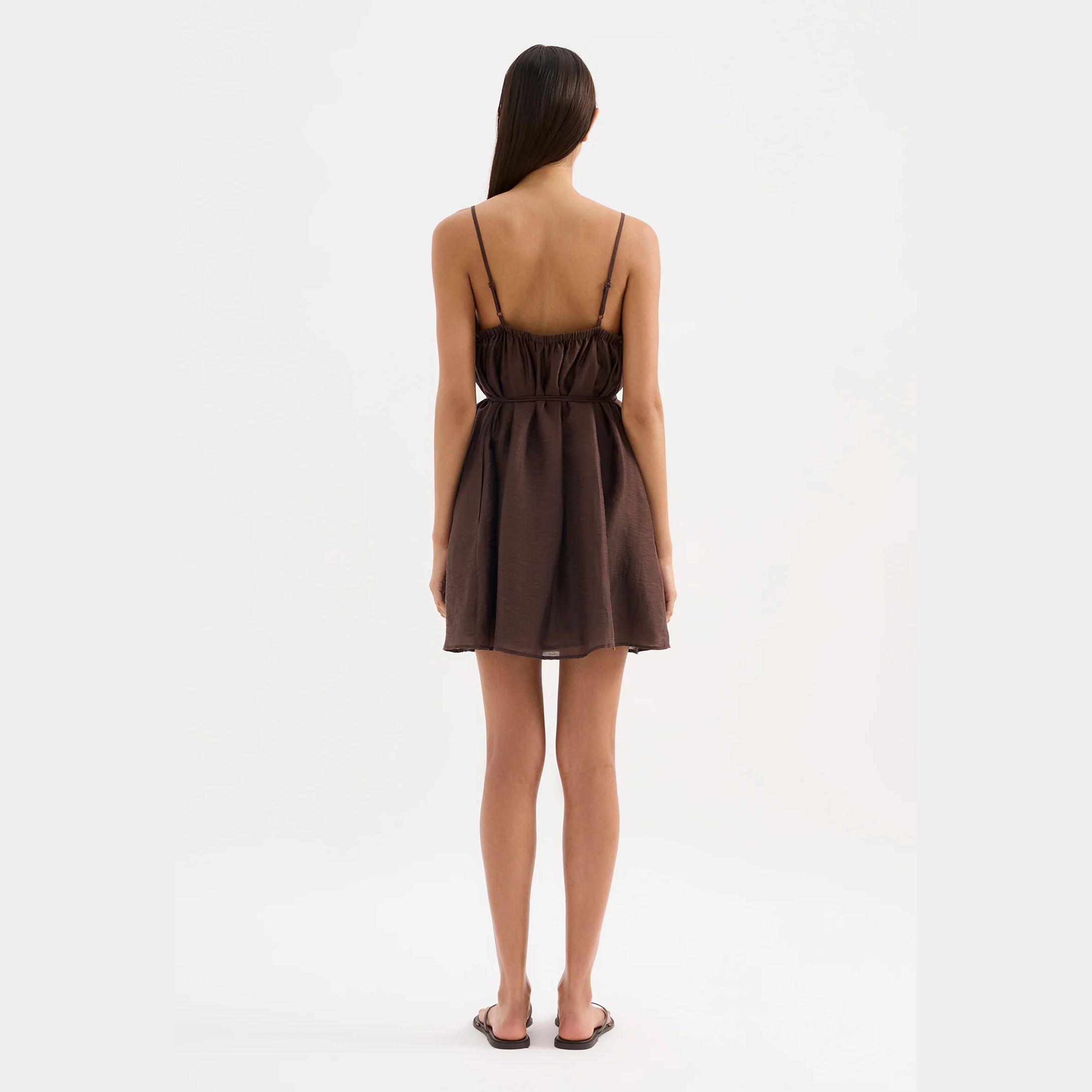 NUDE LUCY Ziki Linen Mini Dress - Chocolate