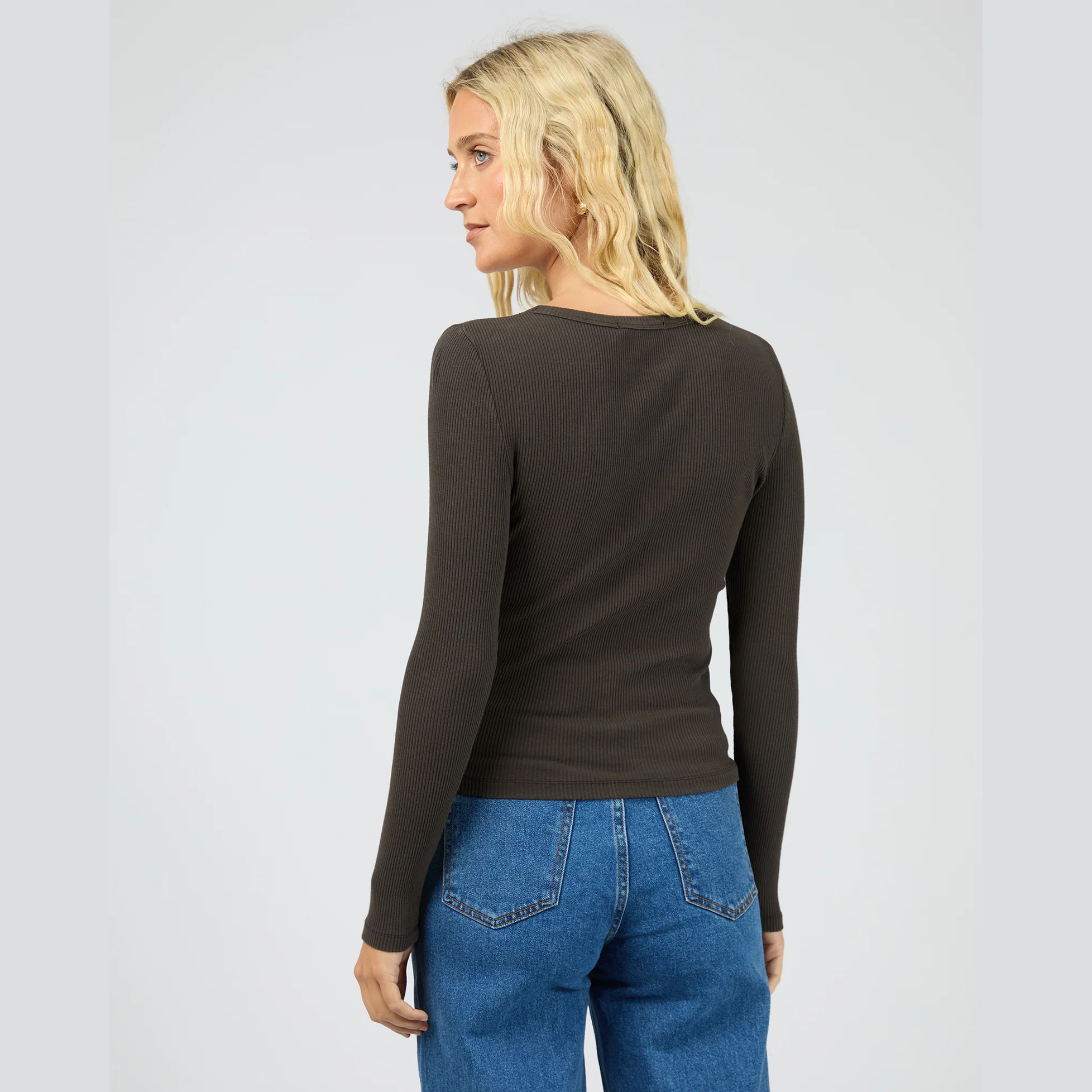 ALL ABOUT EVE. Eve Rib Baby LS Tee - Washed Black