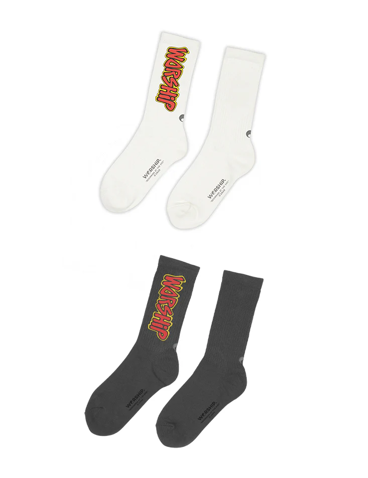 WORSHIP chewed sock 2 pack - washed black-white